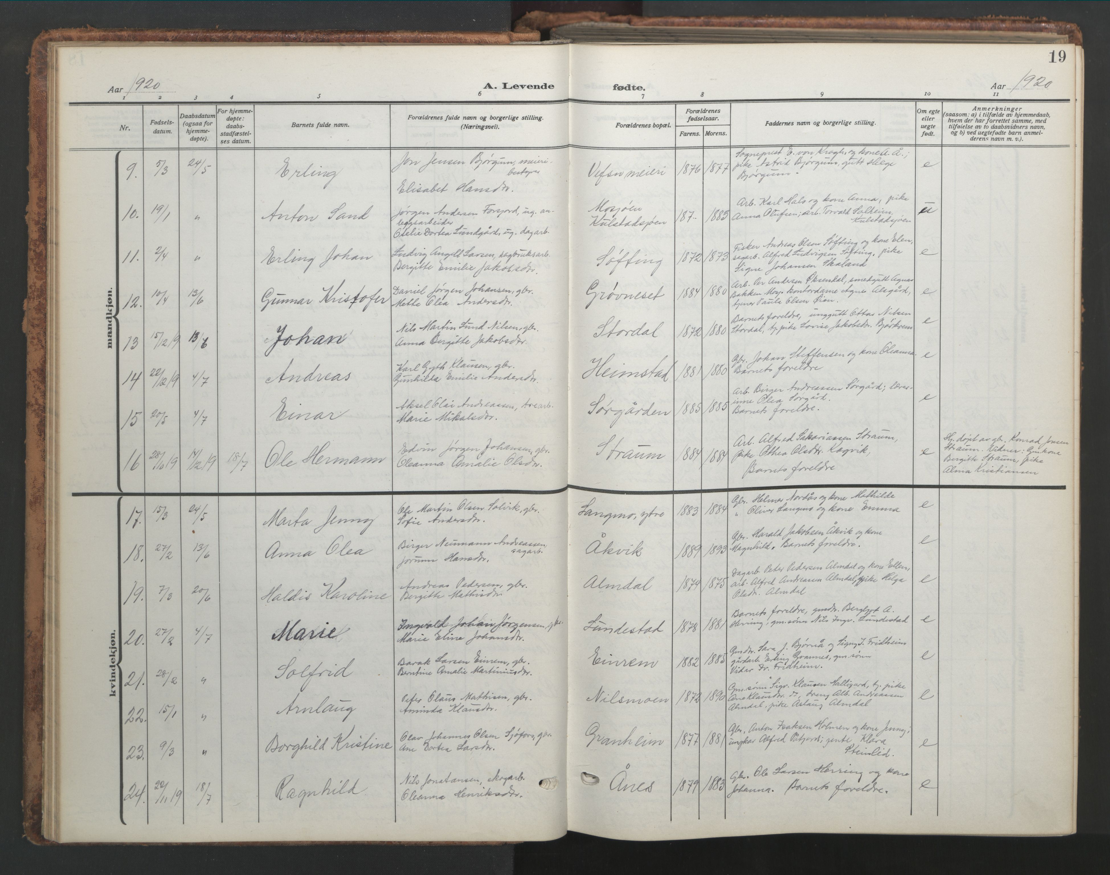 Ministerialprotokoller, klokkerbøker og fødselsregistre - Nordland, AV/SAT-A-1459/820/L0302: Parish register (copy) no. 820C04, 1917-1948, p. 19