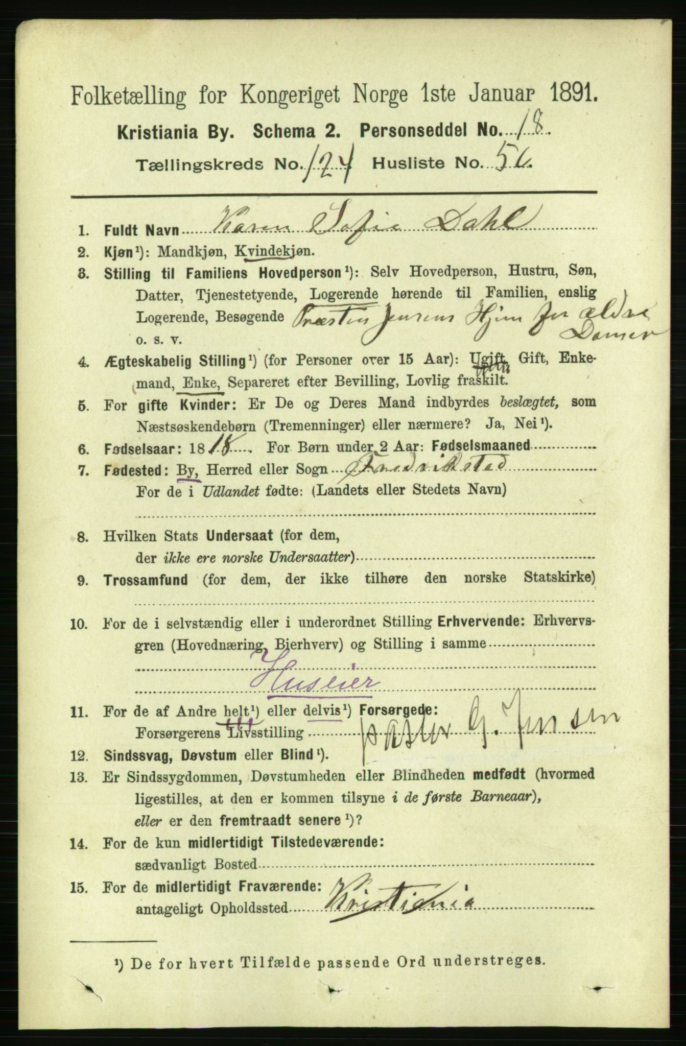 RA, 1891 census for 0301 Kristiania, 1891, p. 66260