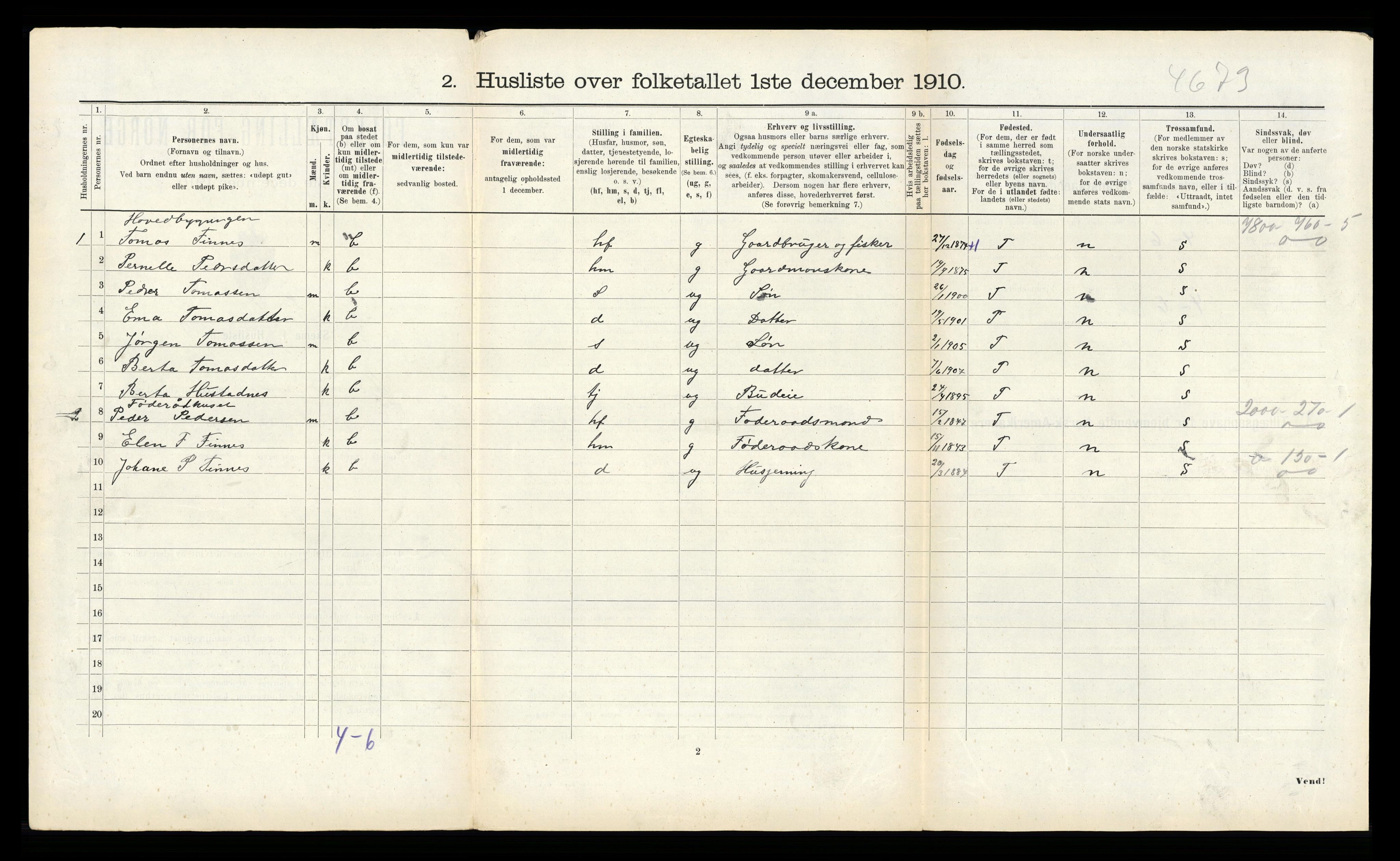 RA, 1910 census for Hjørundfjord, 1910, p. 273