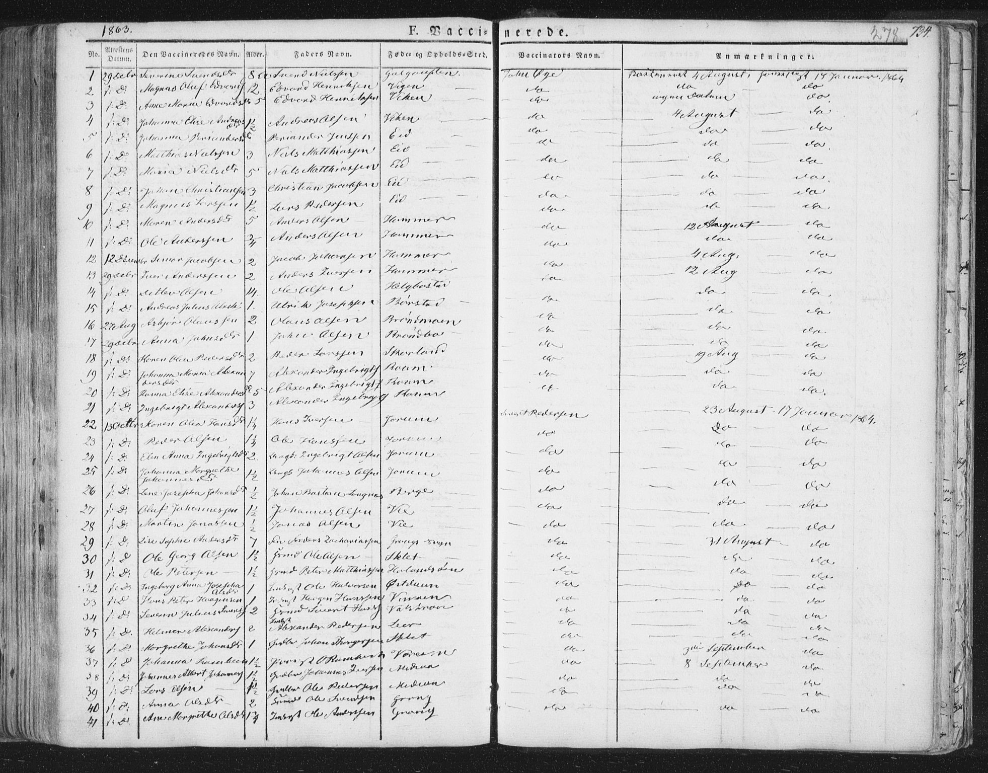 Ministerialprotokoller, klokkerbøker og fødselsregistre - Nord-Trøndelag, SAT/A-1458/758/L0513: Parish register (official) no. 758A02 /1, 1839-1868, p. 278