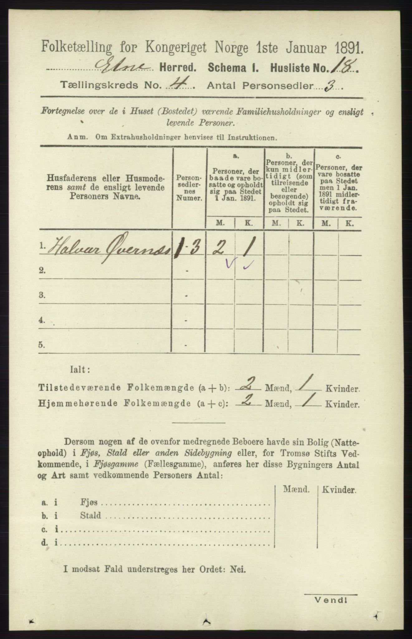 RA, 1891 census for 1211 Etne, 1891, p. 848