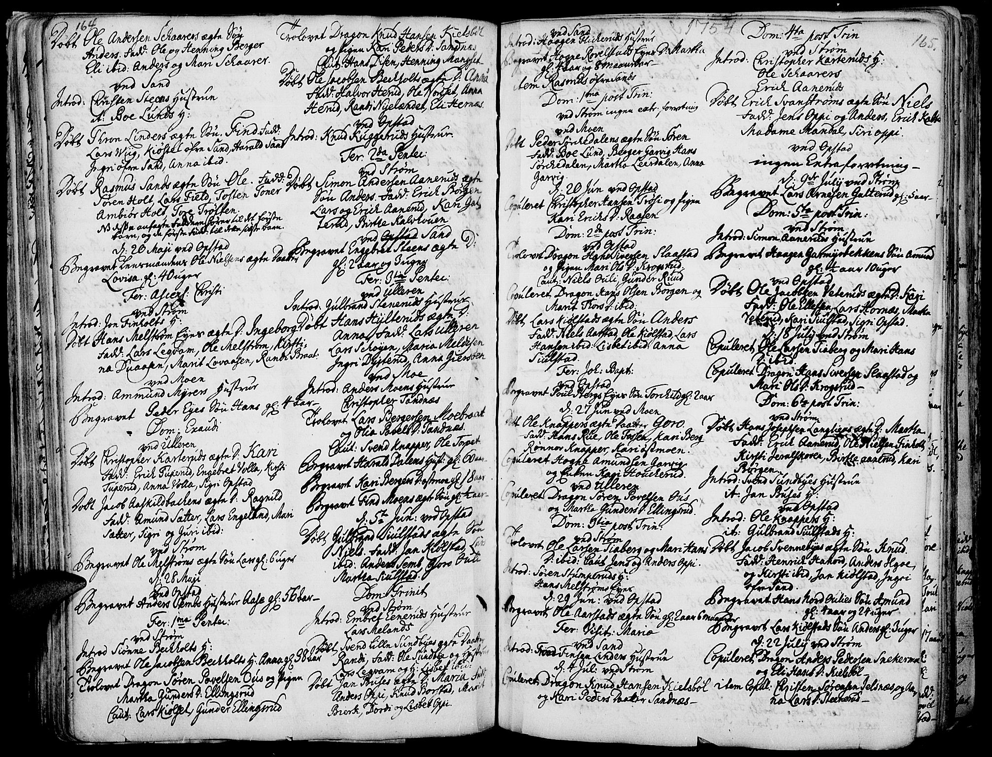 Strøm-Odalen prestekontor, AV/SAH-PREST-028/H/Ha/Haa/L0003: Parish register (official) no. 3, 1741-1803, p. 164-165
