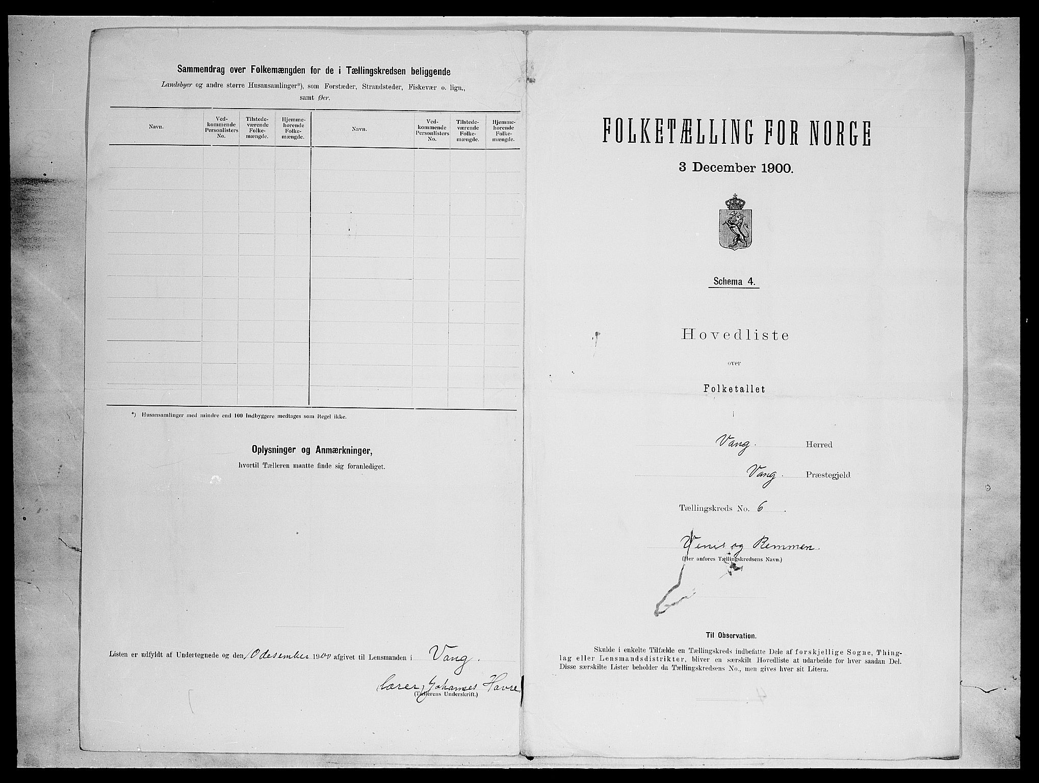 SAH, 1900 census for Vang, 1900, p. 26