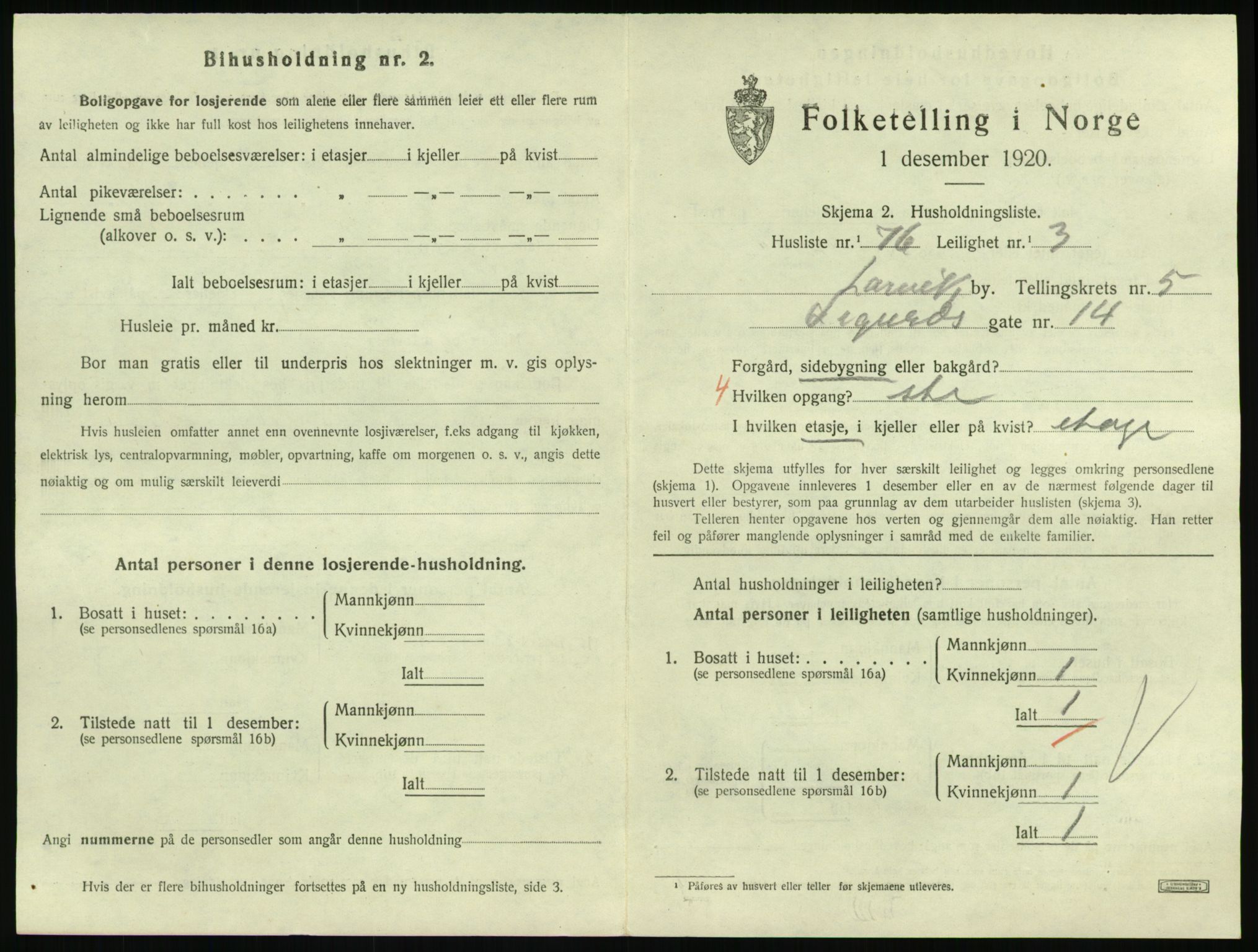 SAKO, 1920 census for Larvik, 1920, p. 5202