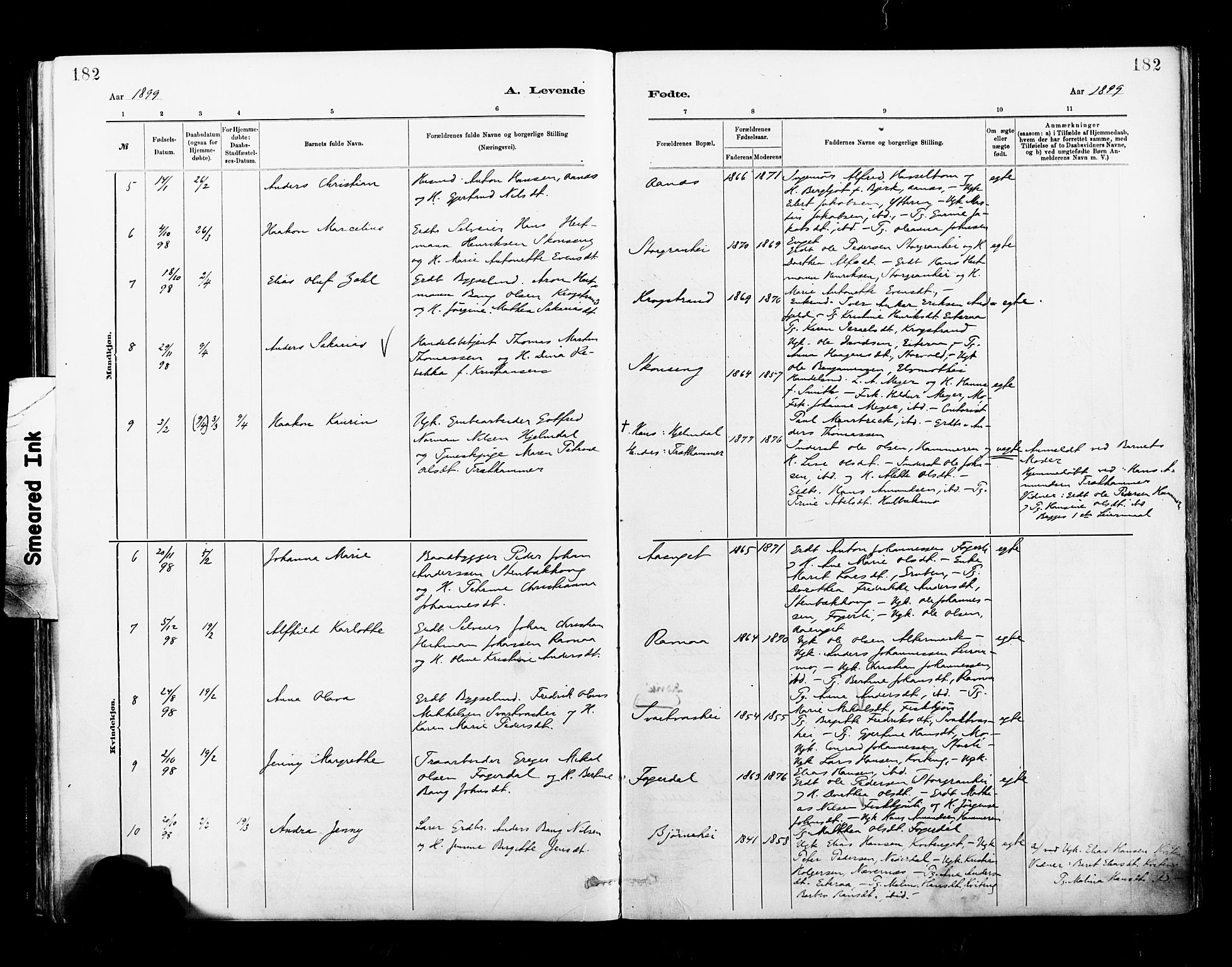 Ministerialprotokoller, klokkerbøker og fødselsregistre - Nordland, AV/SAT-A-1459/827/L0400: Parish register (official) no. 827A12, 1883-1903, p. 182