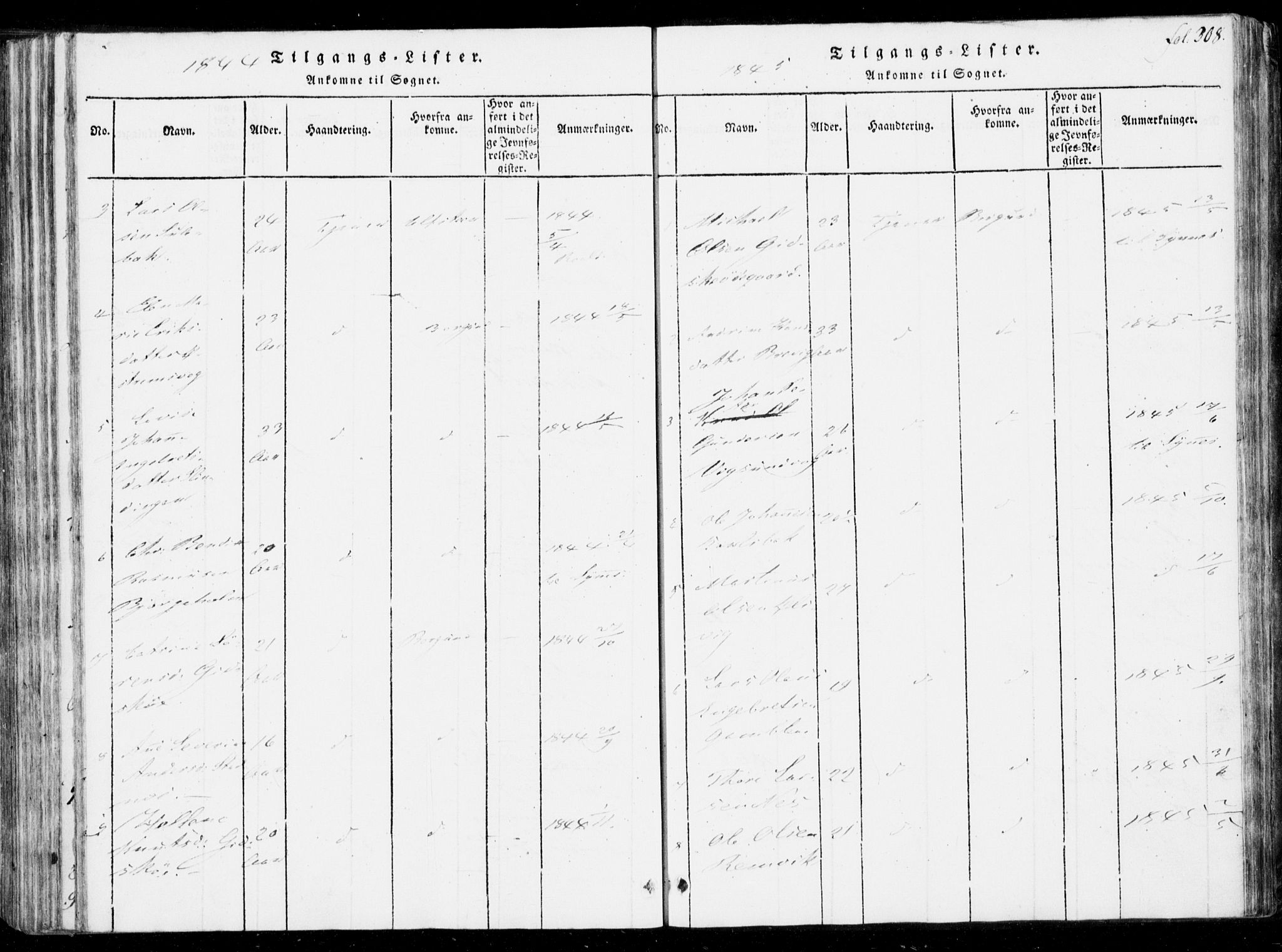 Ministerialprotokoller, klokkerbøker og fødselsregistre - Møre og Romsdal, SAT/A-1454/537/L0517: Parish register (official) no. 537A01, 1818-1862, p. 308