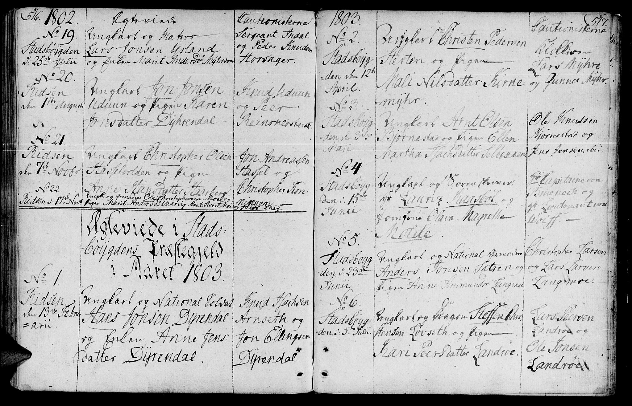 Ministerialprotokoller, klokkerbøker og fødselsregistre - Sør-Trøndelag, SAT/A-1456/646/L0606: Parish register (official) no. 646A04, 1791-1805, p. 516-517