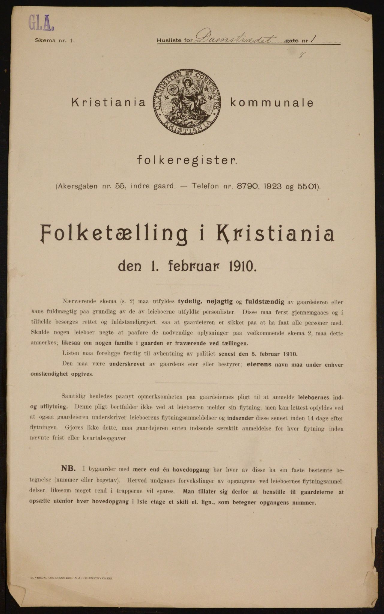 OBA, Municipal Census 1910 for Kristiania, 1910, p. 13761