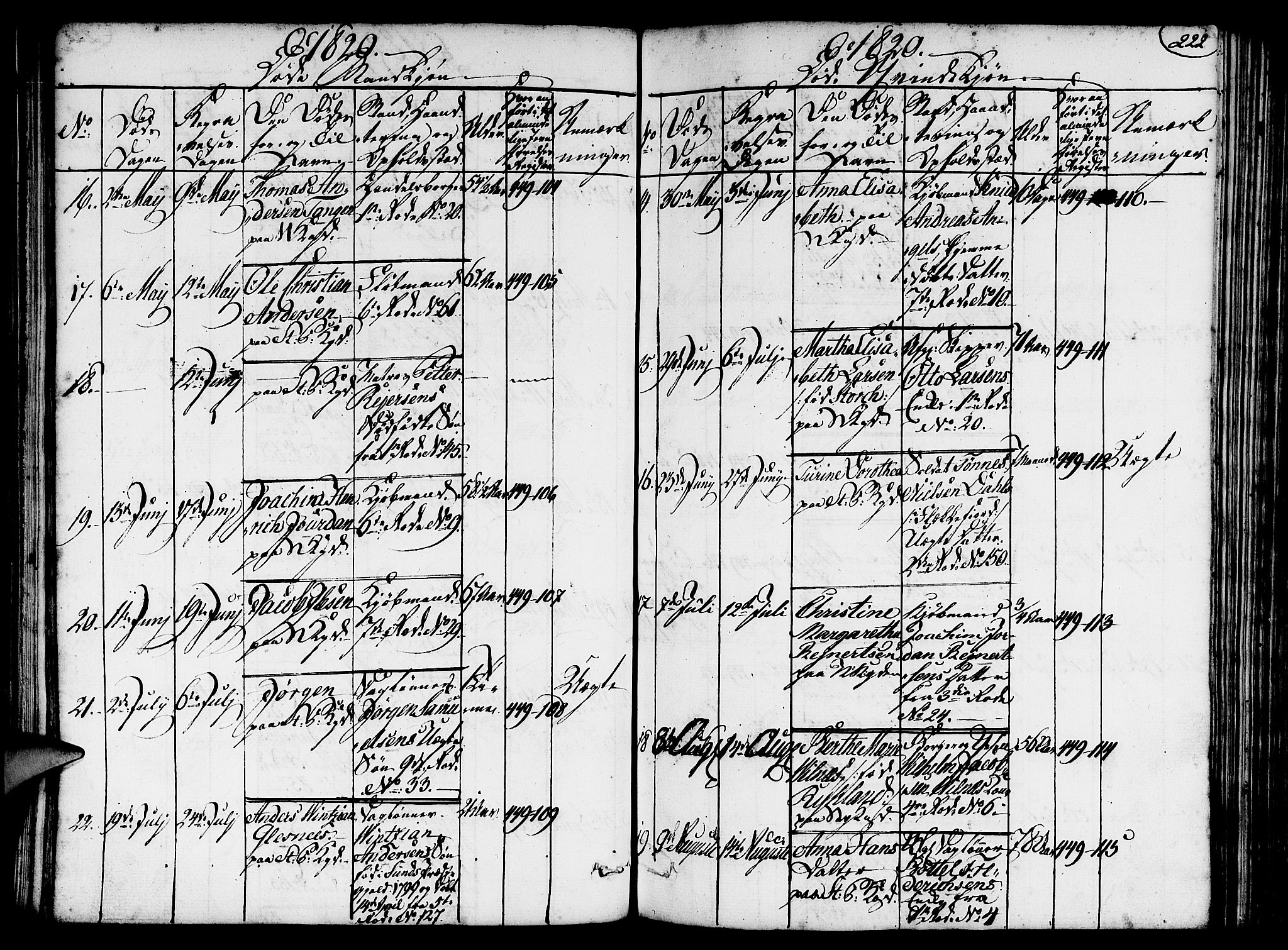 Nykirken Sokneprestembete, AV/SAB-A-77101/H/Hab/L0003: Parish register (copy) no. A 4, 1816-1821, p. 222