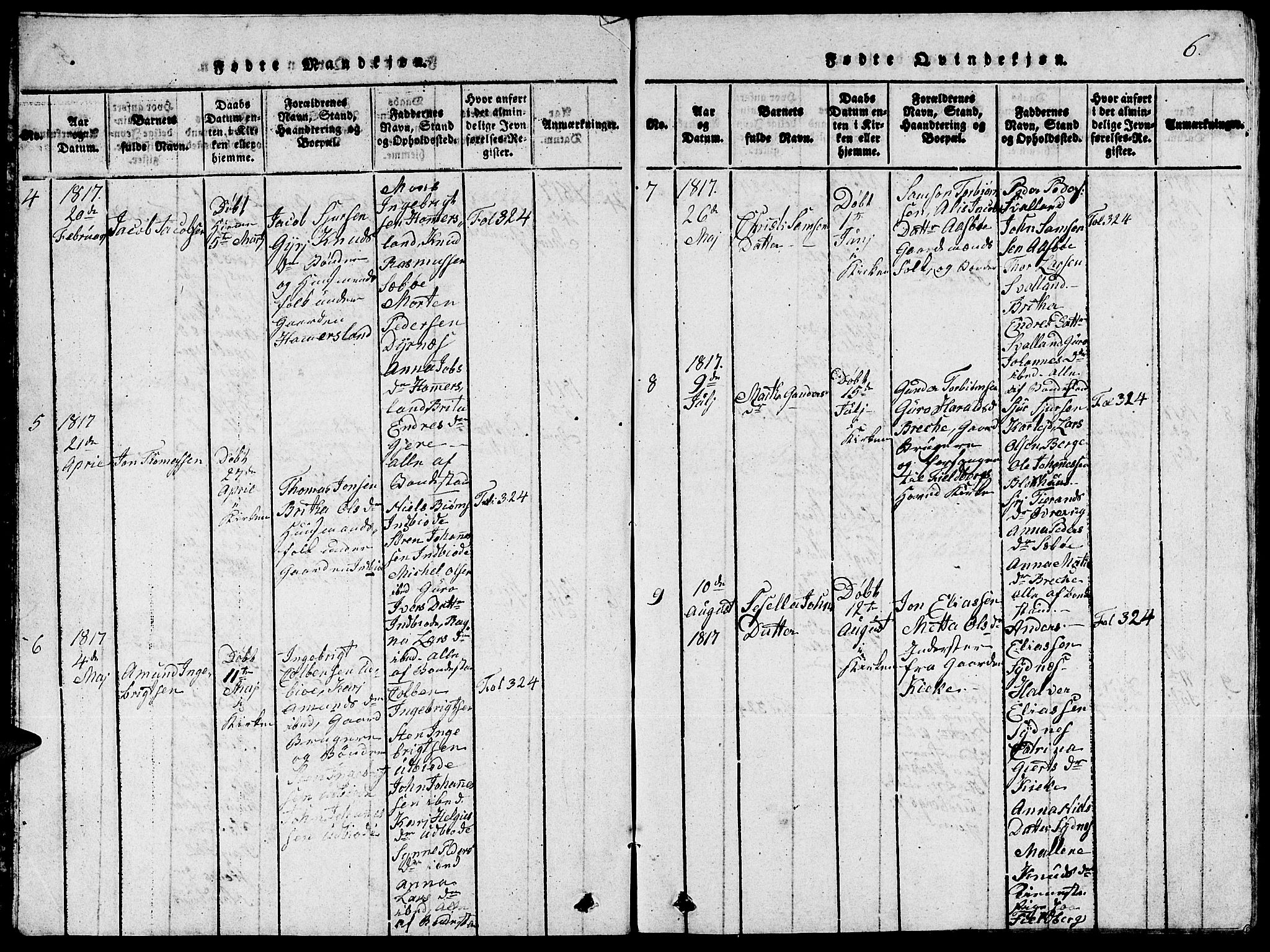 Fjelberg sokneprestembete, AV/SAB-A-75201/H/Hab: Parish register (copy) no. A 1, 1816-1823, p. 6