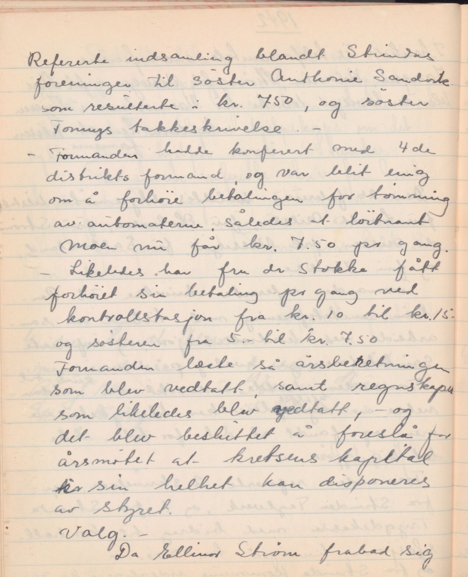 Trondheim Røde Kors, TRKO/PA-1204/A/Ab/L0002: Forhandlingsprotokoll for styret Strinda Røde Kors, 1935-1952, p. 101