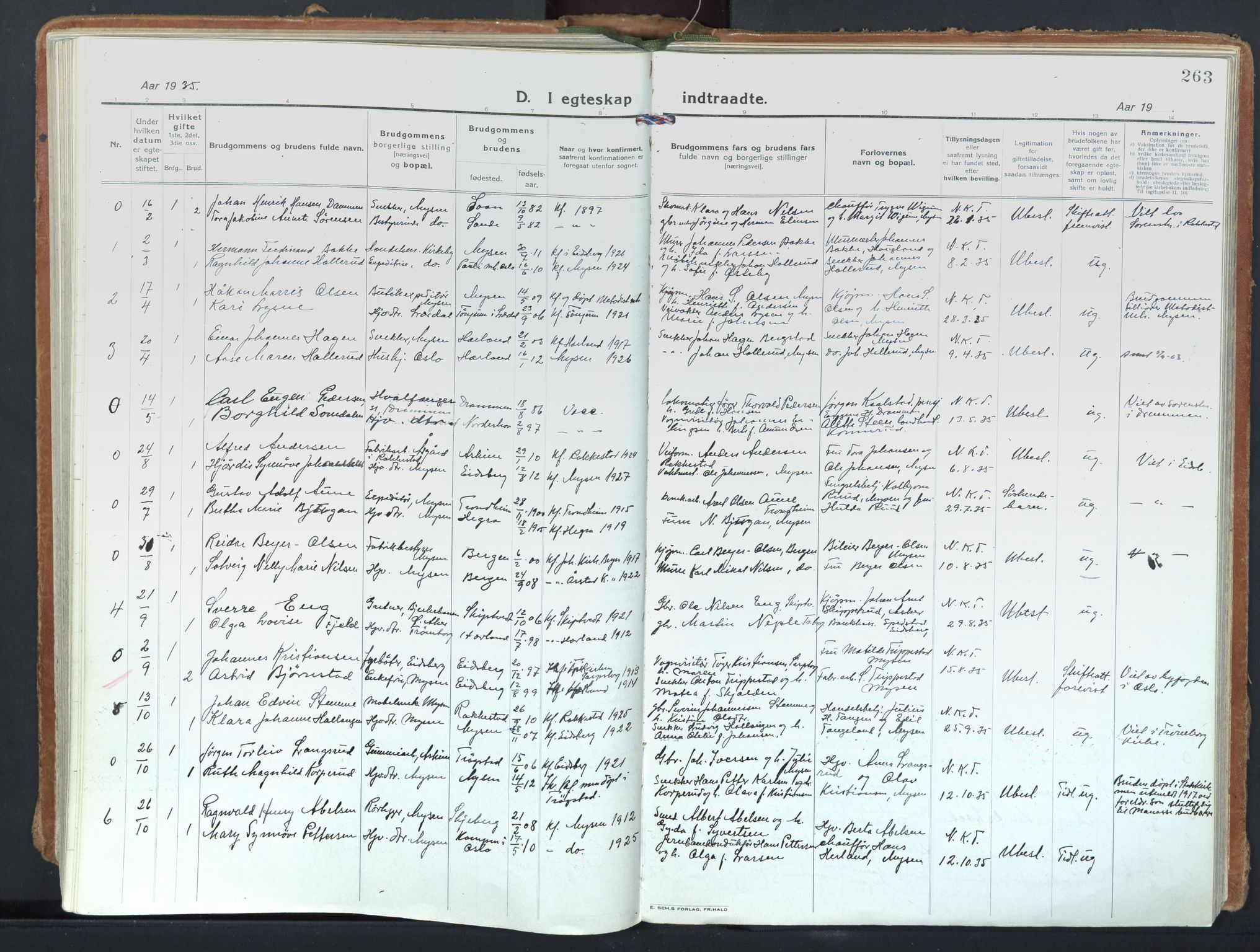 Eidsberg prestekontor Kirkebøker, SAO/A-10905/F/Fd/L0001: Parish register (official) no. IV 1, 1921-1948, p. 263