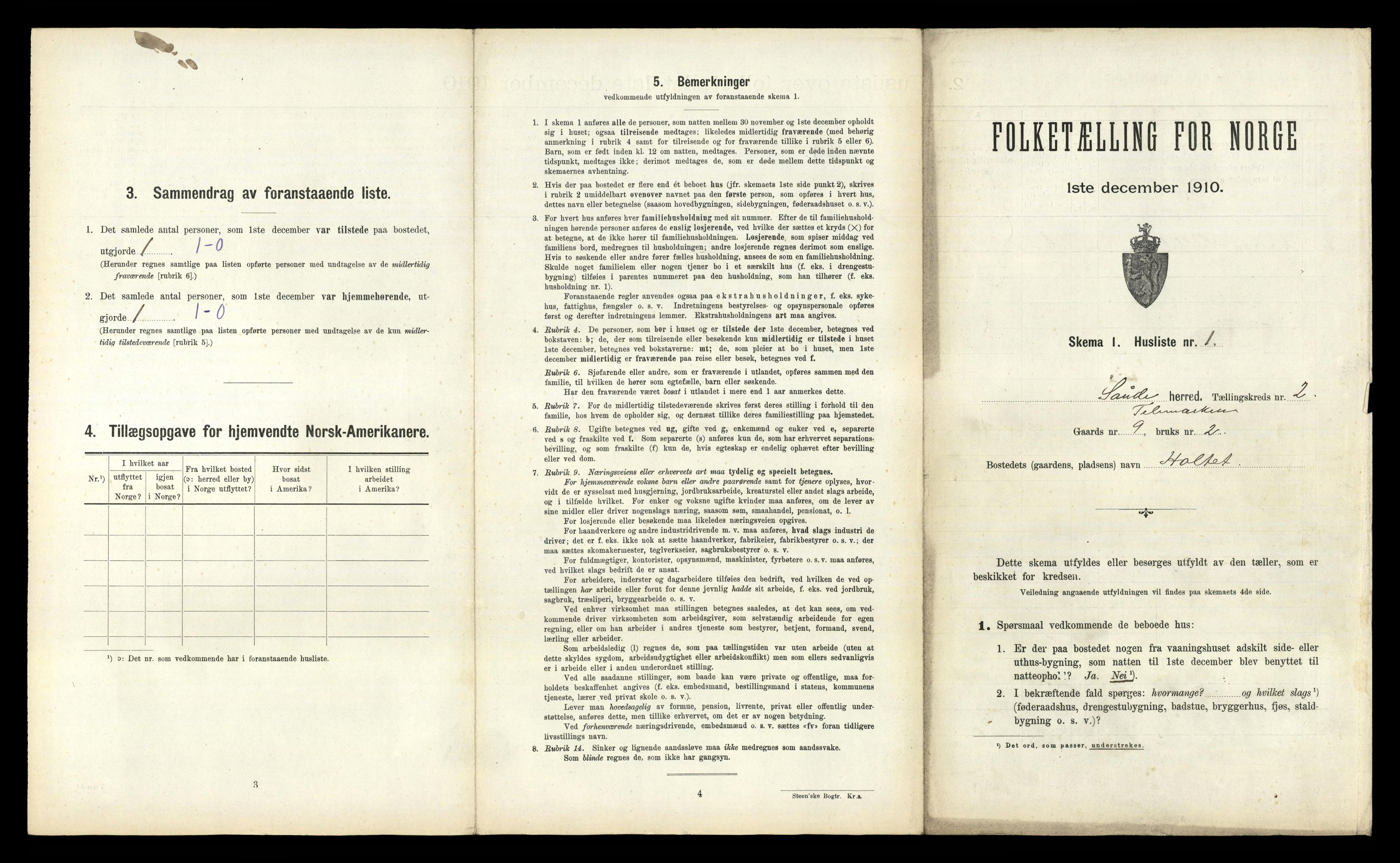 RA, 1910 census for Sauherad, 1910, p. 151