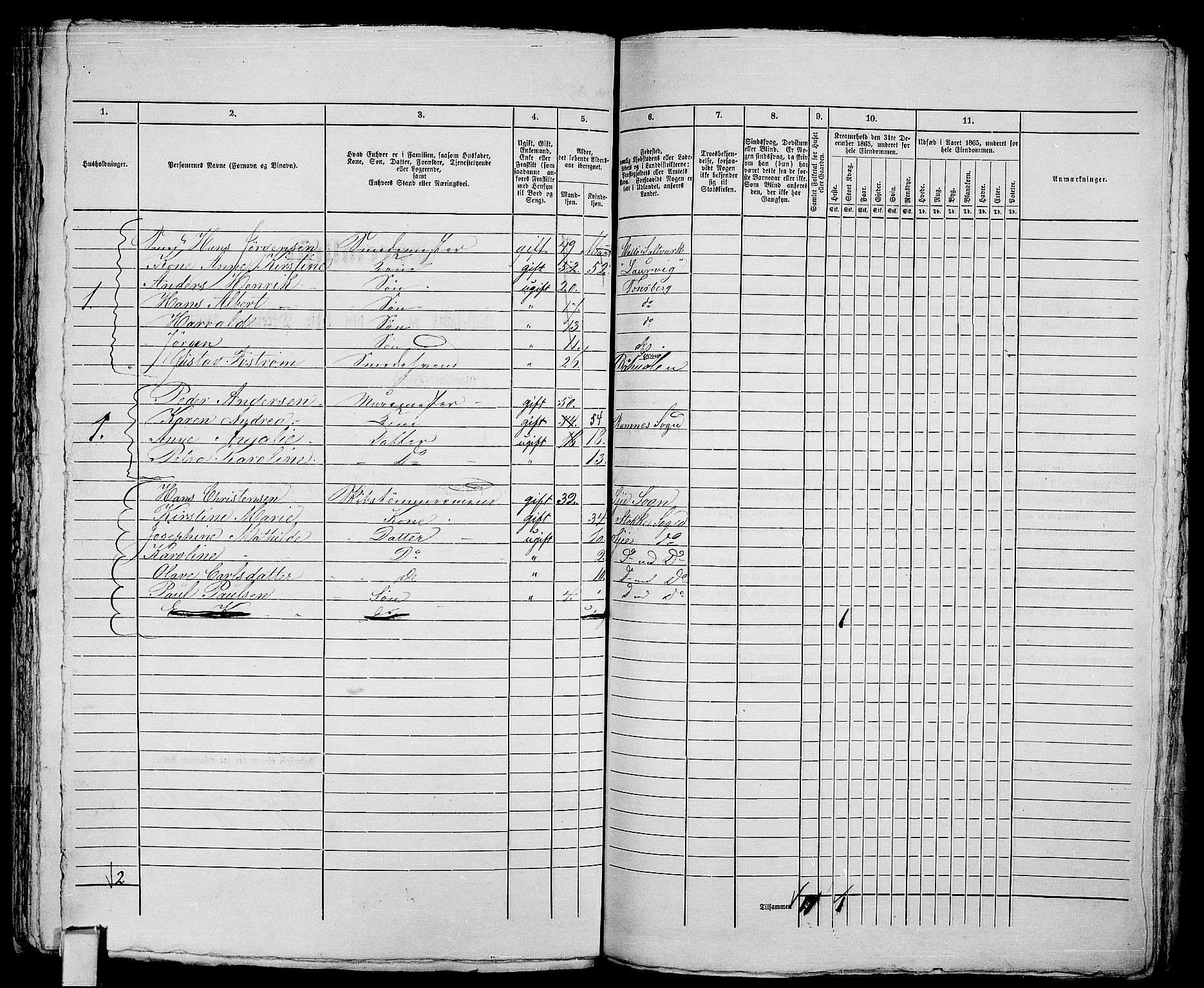 RA, 1865 census for Tønsberg, 1865, p. 311