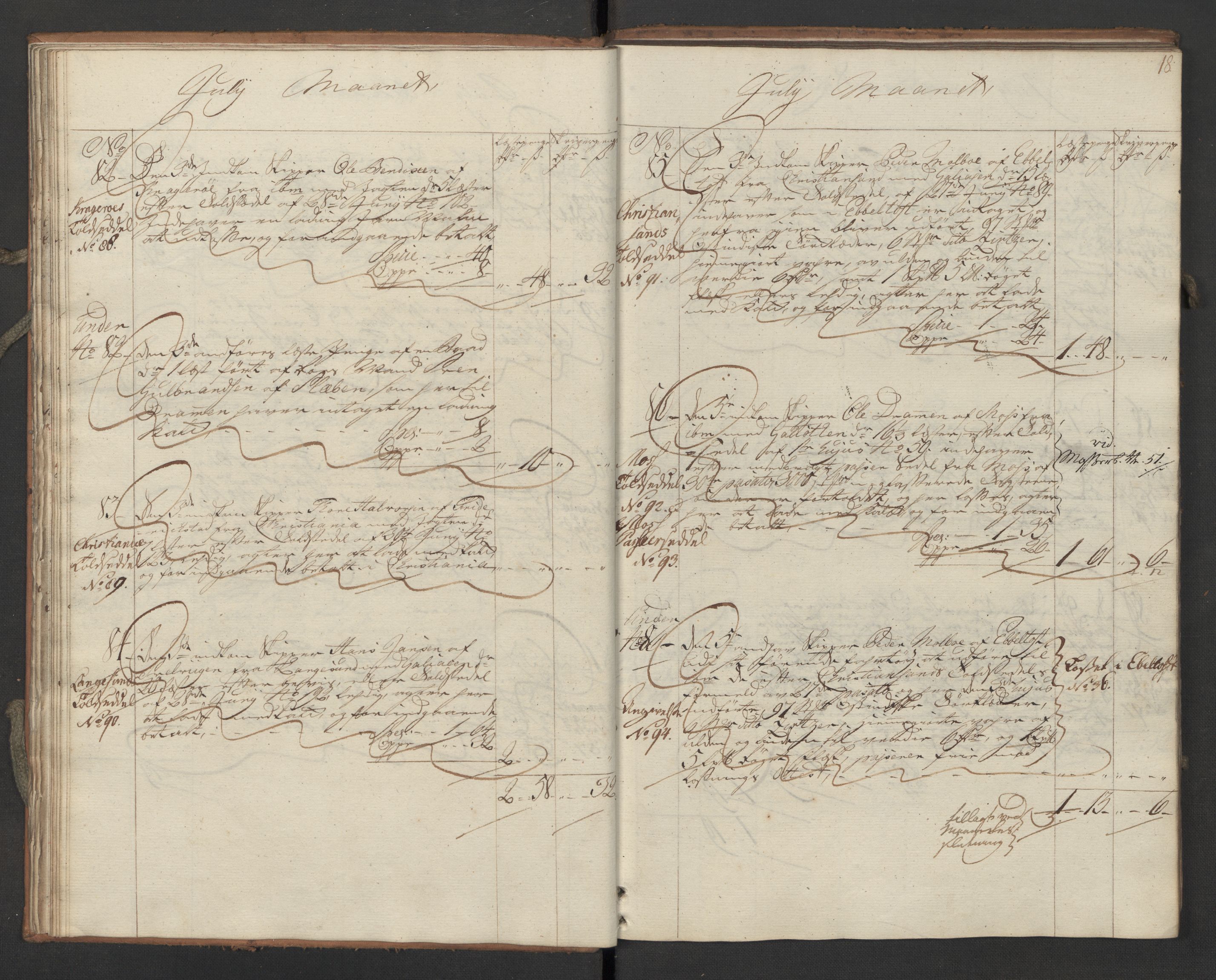 Generaltollkammeret, tollregnskaper, AV/RA-EA-5490/R06/L0062/0002: Tollregnskaper Kristiania / Inngående hovedtollbok Slependen, 1762, p. 17b-18a