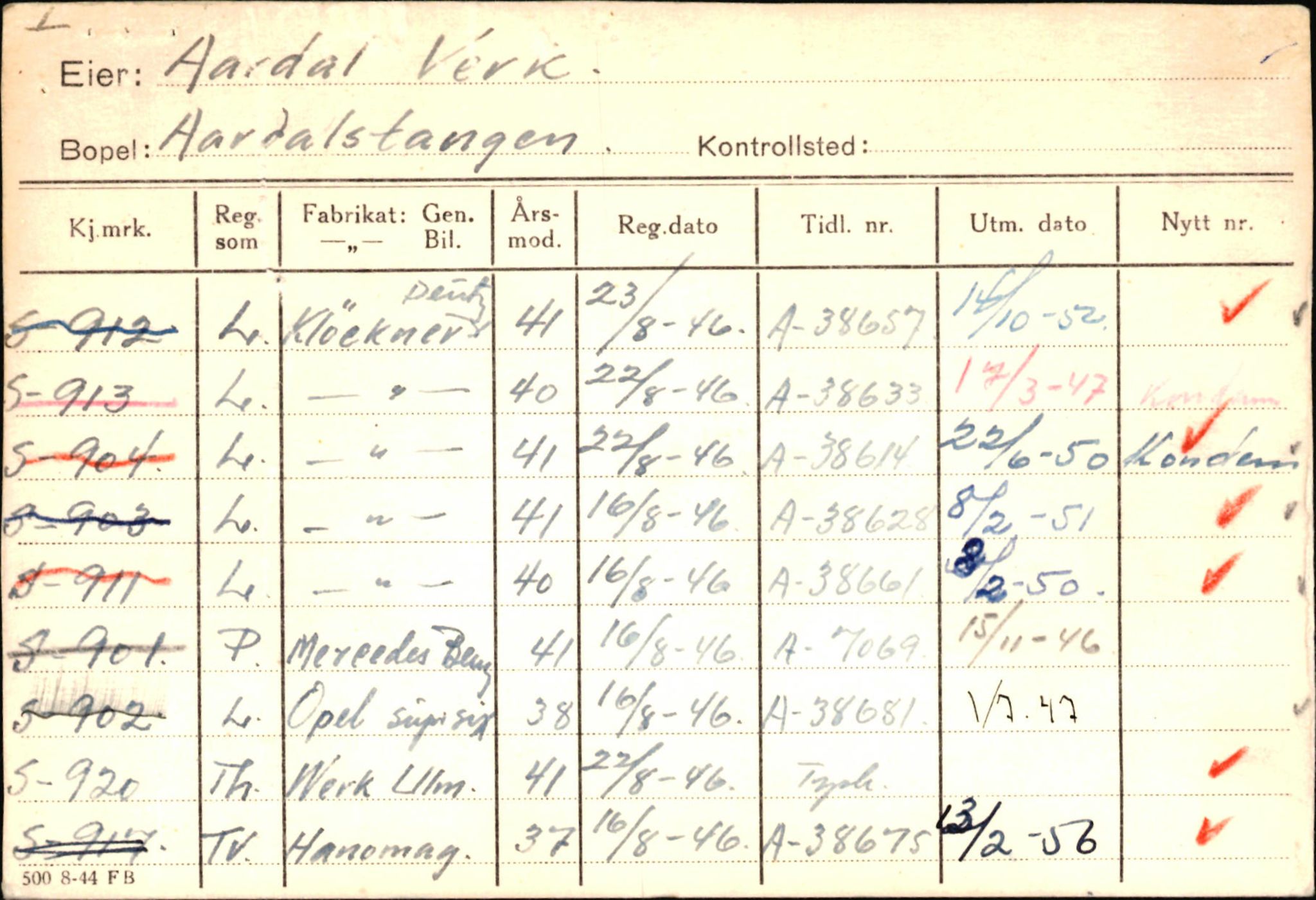 Statens vegvesen, Sogn og Fjordane vegkontor, AV/SAB-A-5301/4/F/L0146: Registerkort Årdal R-Å samt diverse kort, 1945-1975, p. 1433