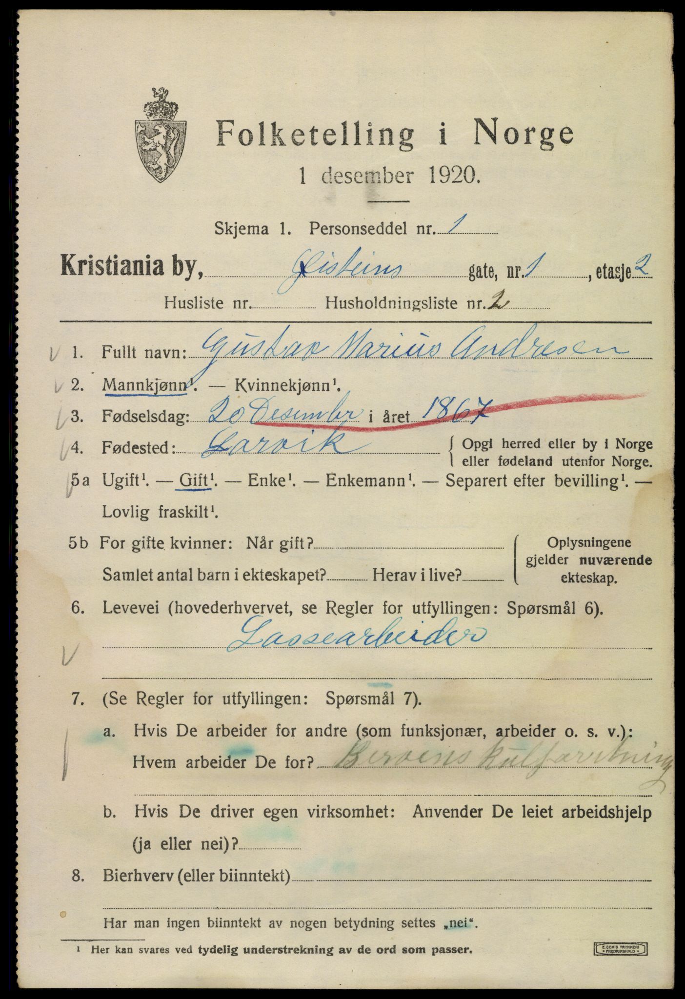 SAO, 1920 census for Kristiania, 1920, p. 654699