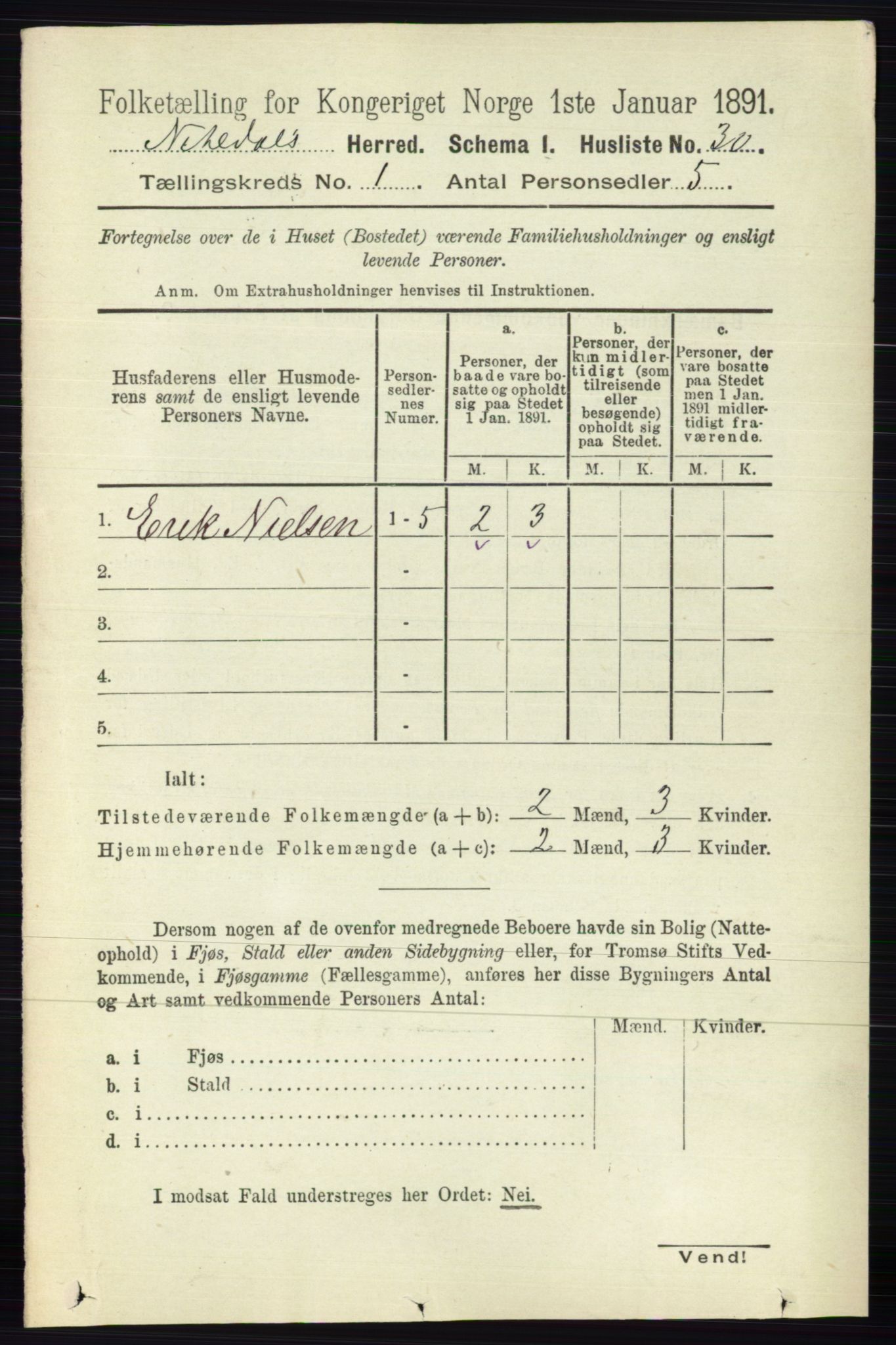 RA, 1891 census for 0233 Nittedal, 1891, p. 50