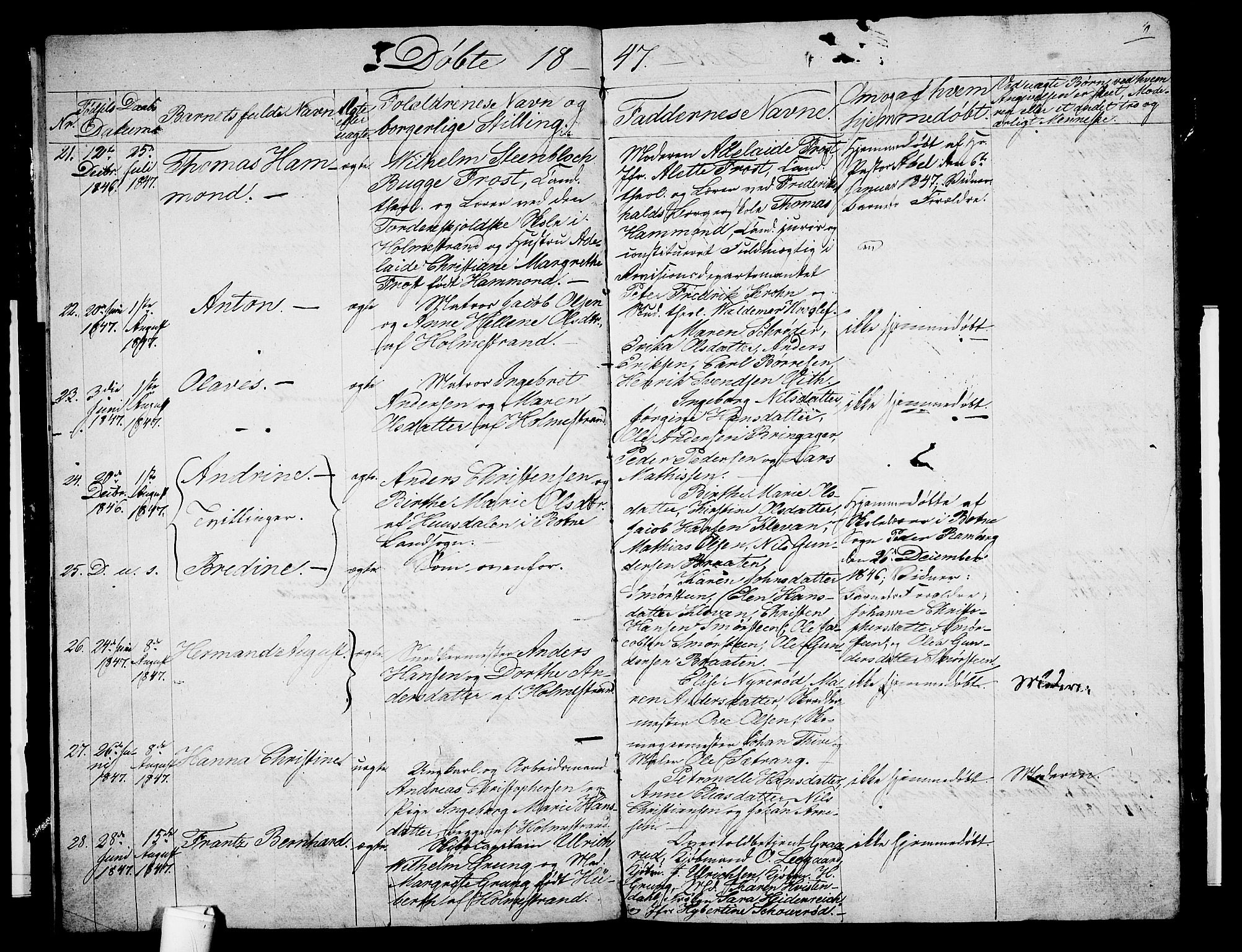 Holmestrand kirkebøker, AV/SAKO-A-346/G/Ga/L0002: Parish register (copy) no. 2, 1846-1849, p. 4