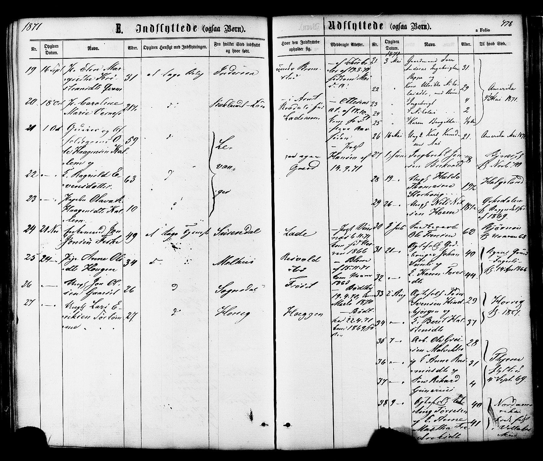 Ministerialprotokoller, klokkerbøker og fødselsregistre - Sør-Trøndelag, AV/SAT-A-1456/606/L0293: Parish register (official) no. 606A08, 1866-1877, p. 478