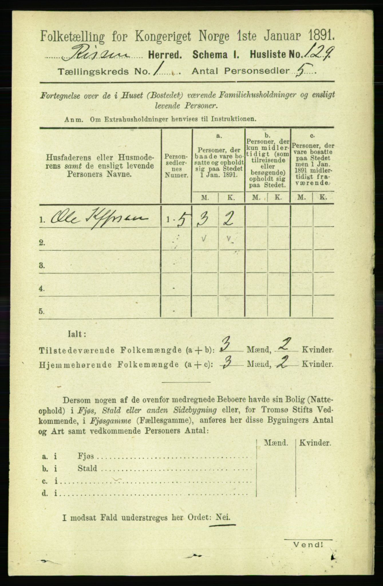 RA, 1891 census for 1624 Rissa, 1891, p. 154