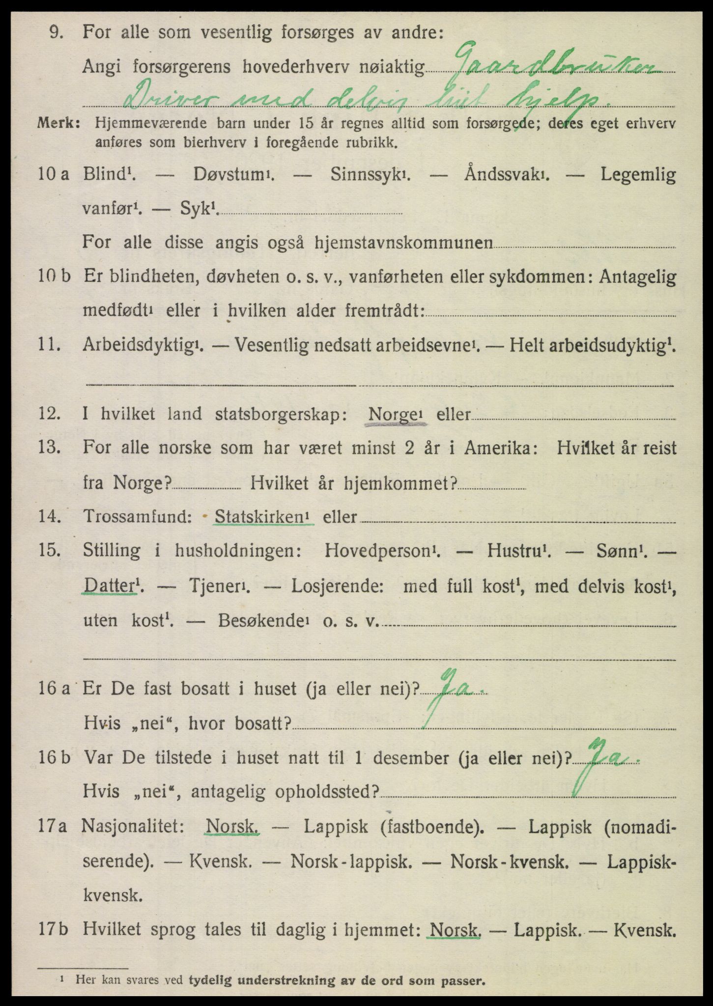 SAT, 1920 census for Velfjord, 1920, p. 3400