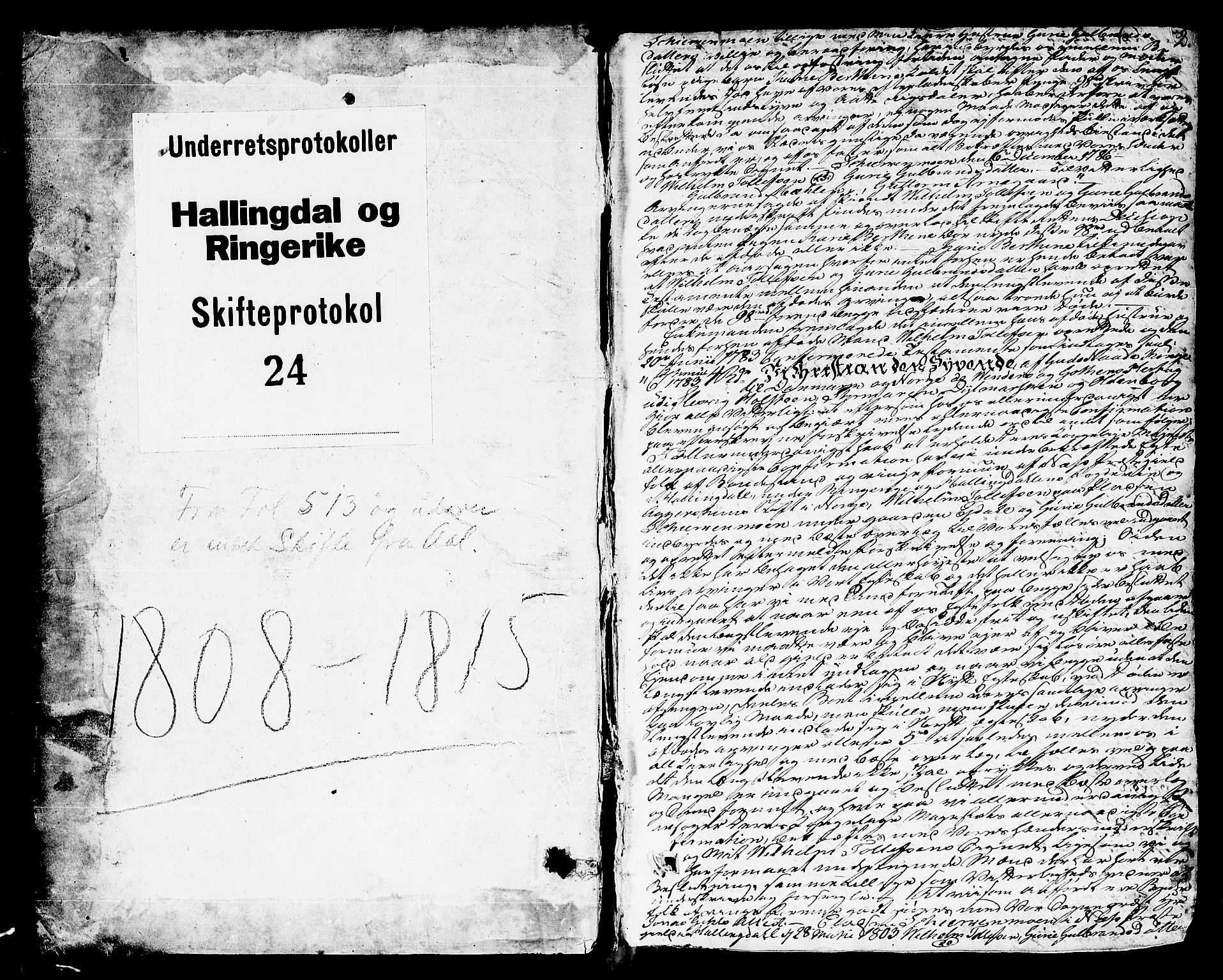 Ringerike og Hallingdal sorenskriveri, AV/SAKO-A-81/H/Ha/L0024: Skifteprotokoll, 1808-1815, p. 1b-2a