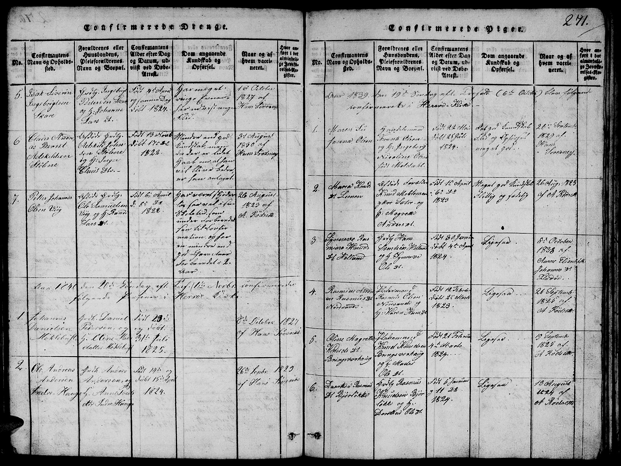 Ministerialprotokoller, klokkerbøker og fødselsregistre - Møre og Romsdal, SAT/A-1454/503/L0046: Parish register (copy) no. 503C01, 1816-1842, p. 271