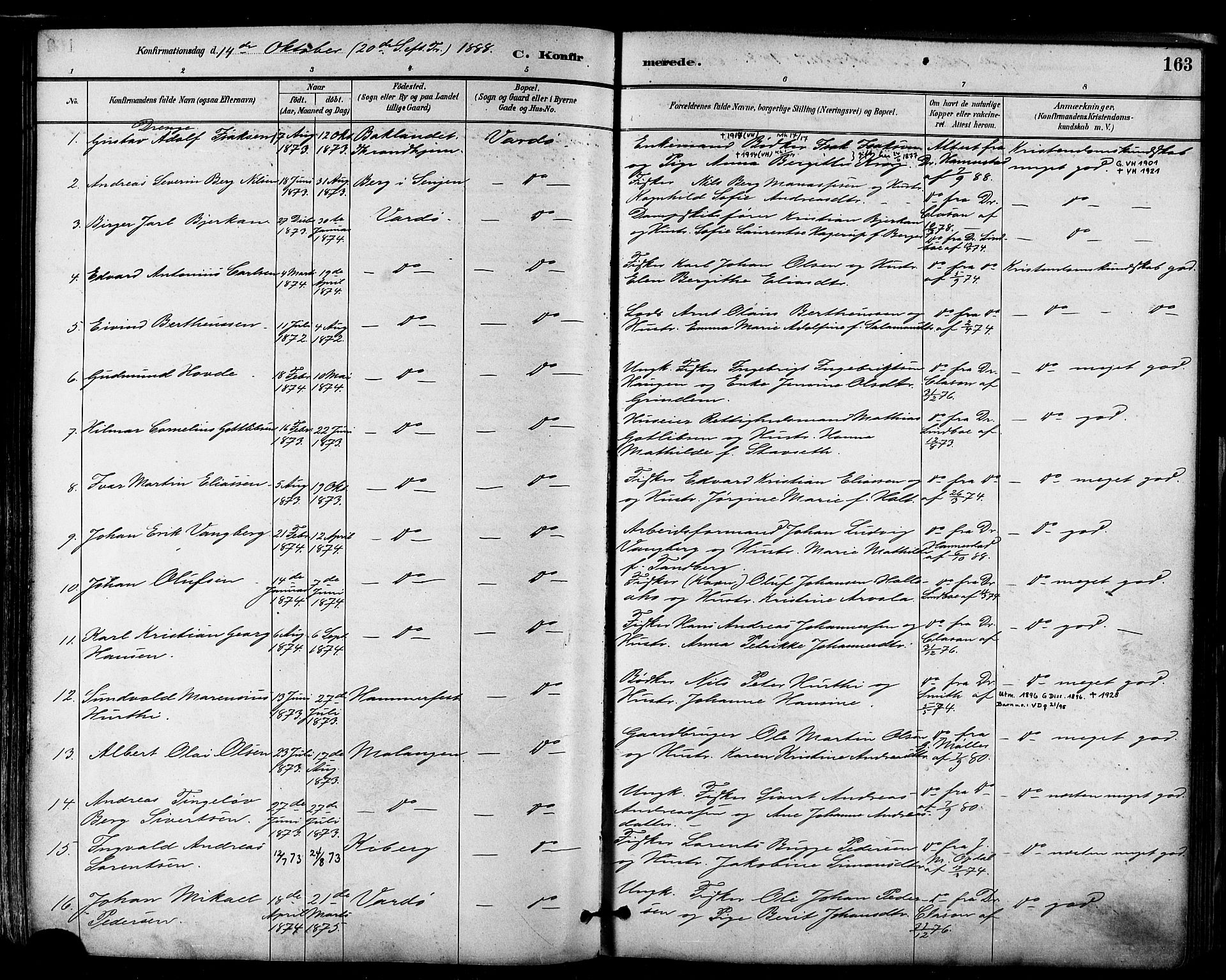 Vardø sokneprestkontor, SATØ/S-1332/H/Ha/L0007kirke: Parish register (official) no. 7, 1886-1897, p. 163
