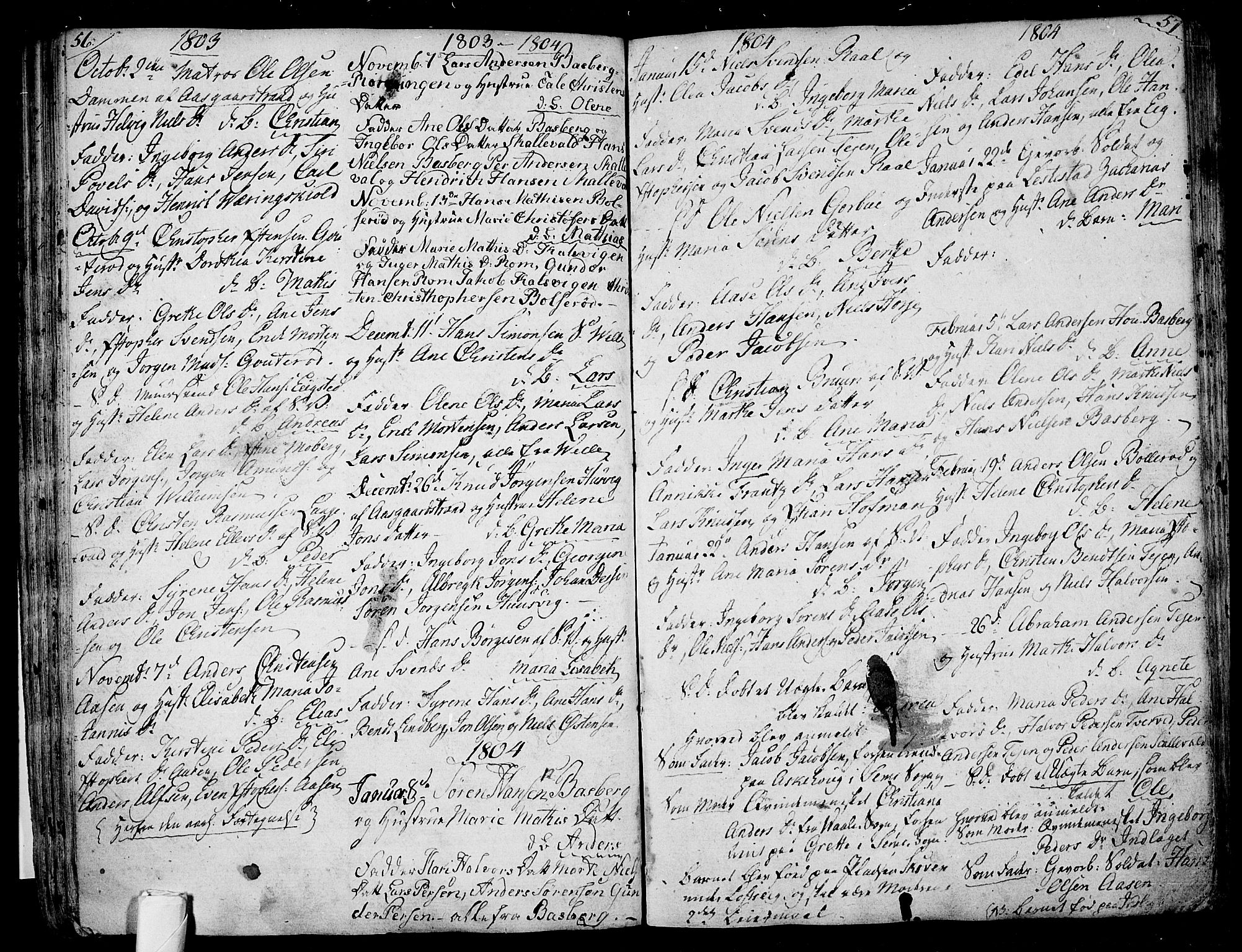 Sem kirkebøker, AV/SAKO-A-5/F/Fb/L0003: Parish register (official) no. II 3, 1792-1814, p. 56-57