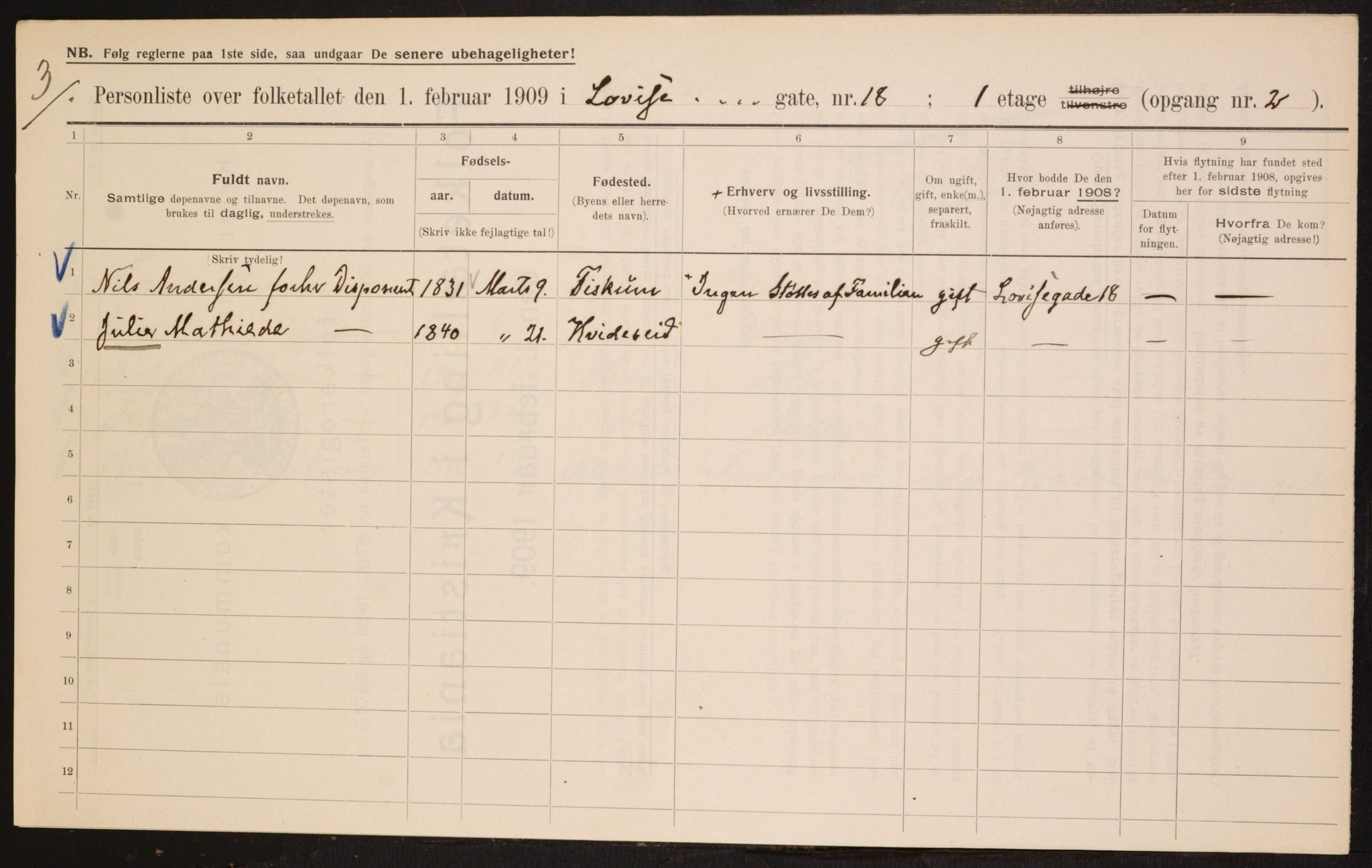 OBA, Municipal Census 1909 for Kristiania, 1909, p. 53094