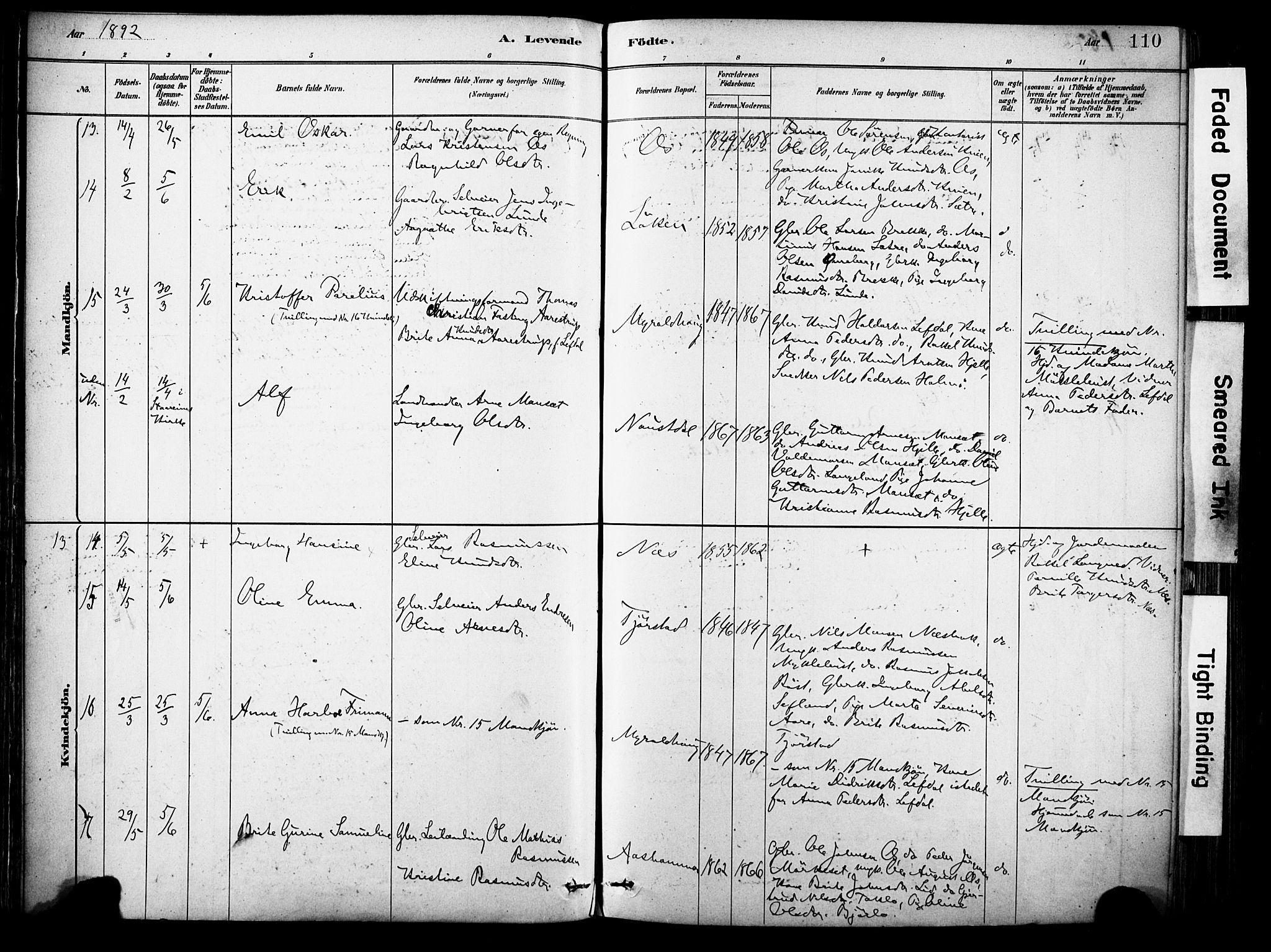 Eid sokneprestembete, AV/SAB-A-82301/H/Haa/Haab/L0001: Parish register (official) no. B 1, 1879-1906, p. 110