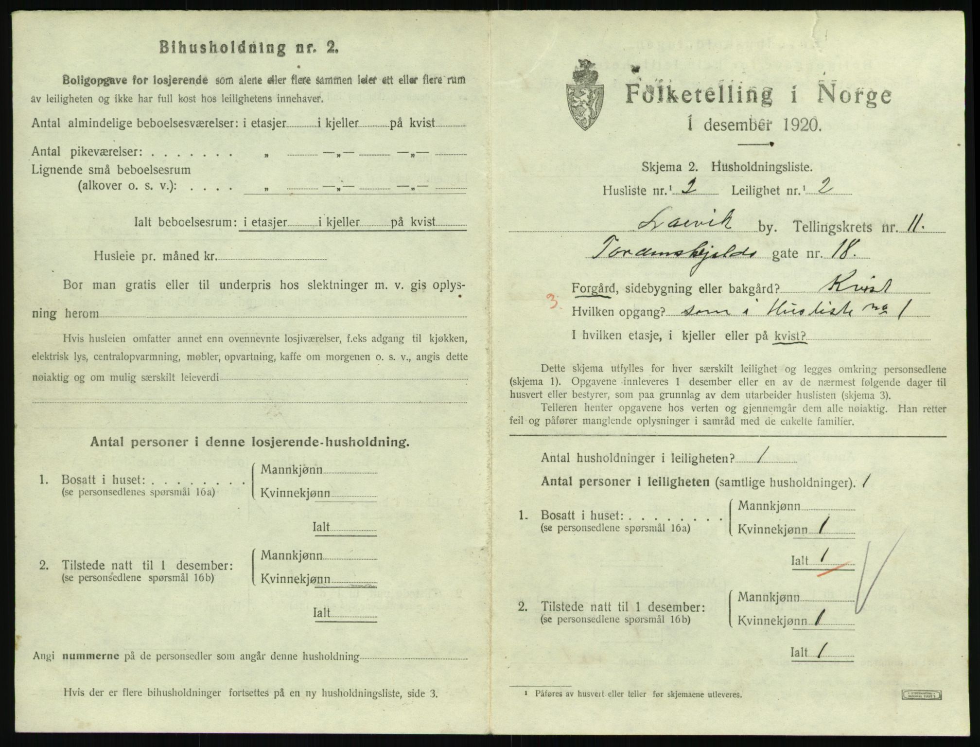 SAKO, 1920 census for Larvik, 1920, p. 7974