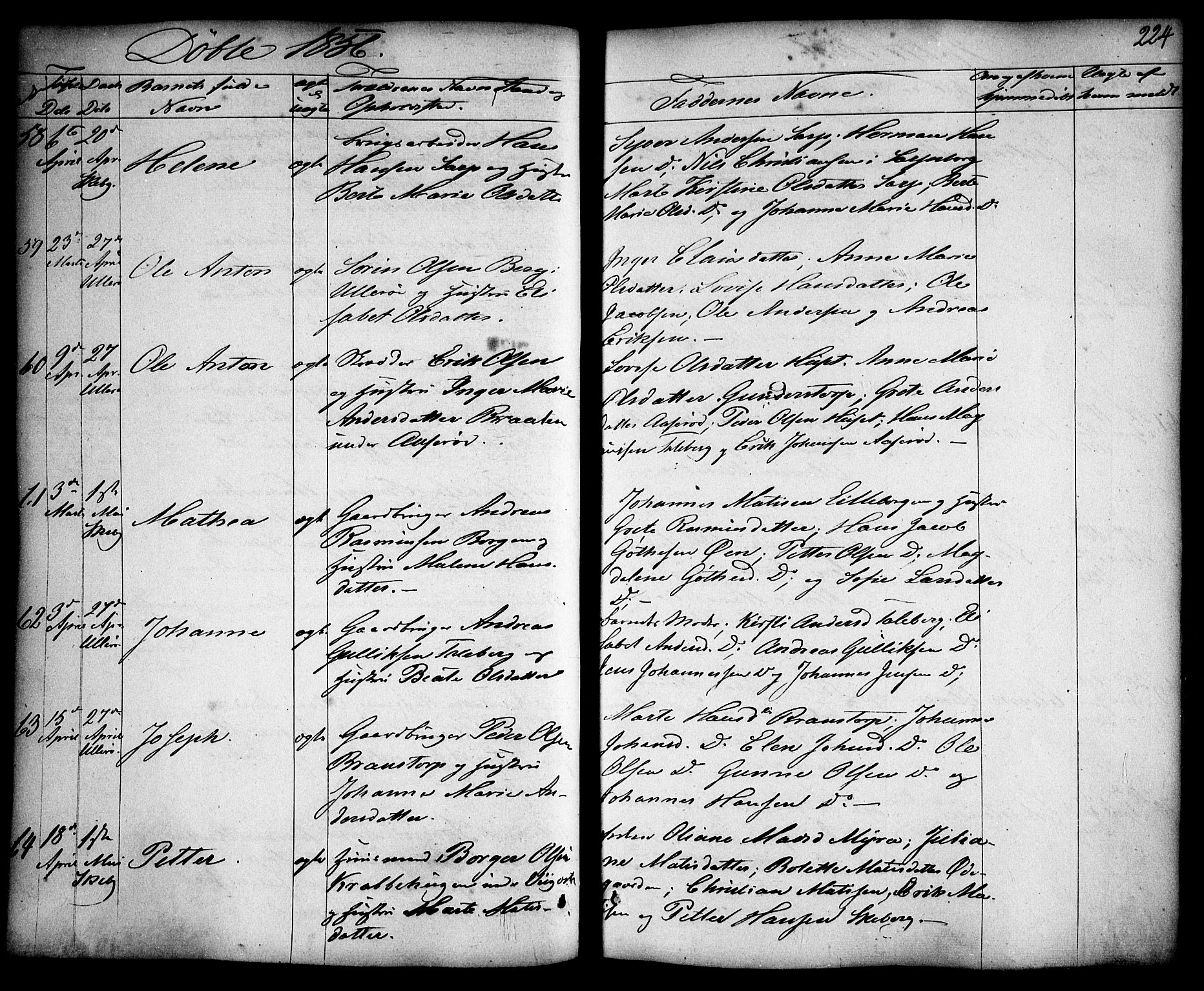 Skjeberg prestekontor Kirkebøker, AV/SAO-A-10923/F/Fa/L0006: Parish register (official) no. I 6, 1846-1858, p. 224