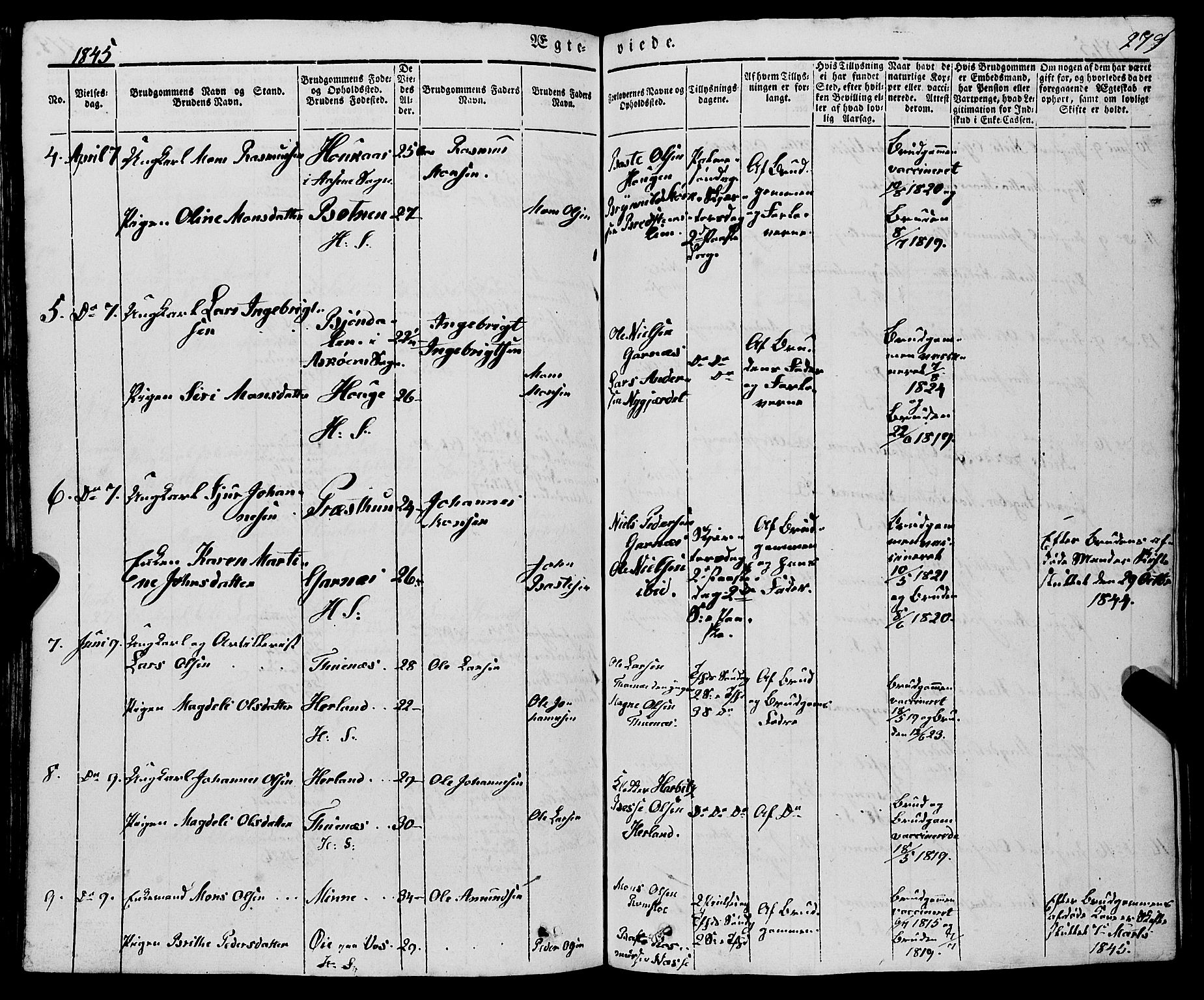 Haus sokneprestembete, AV/SAB-A-75601/H/Haa: Parish register (official) no. A 15, 1838-1847, p. 279