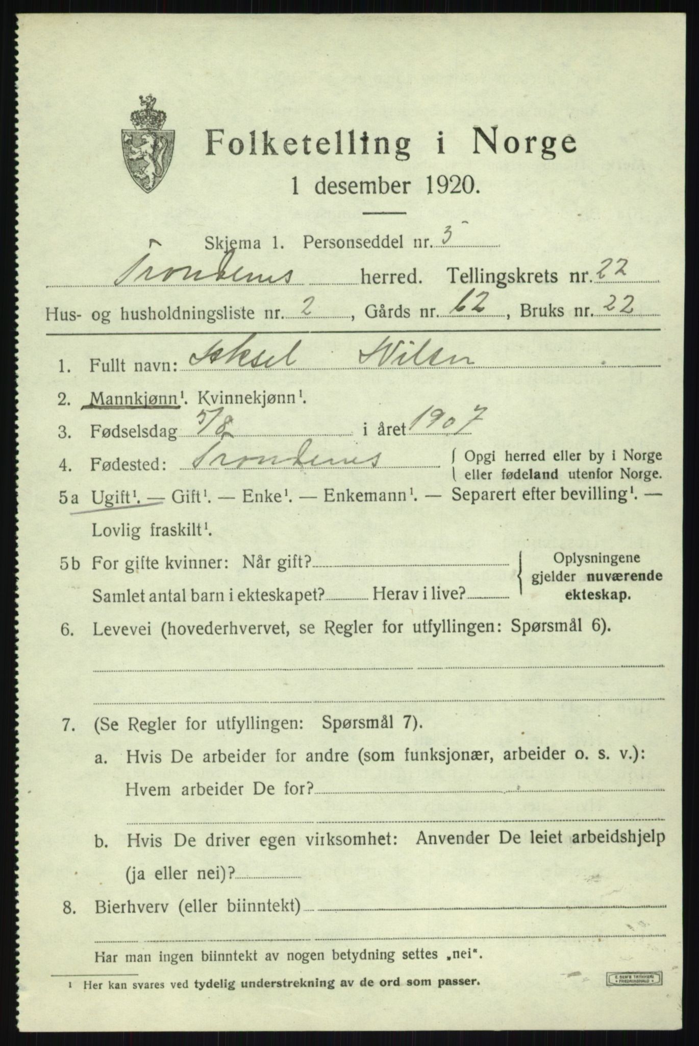 SATØ, 1920 census for Trondenes, 1920, p. 17202