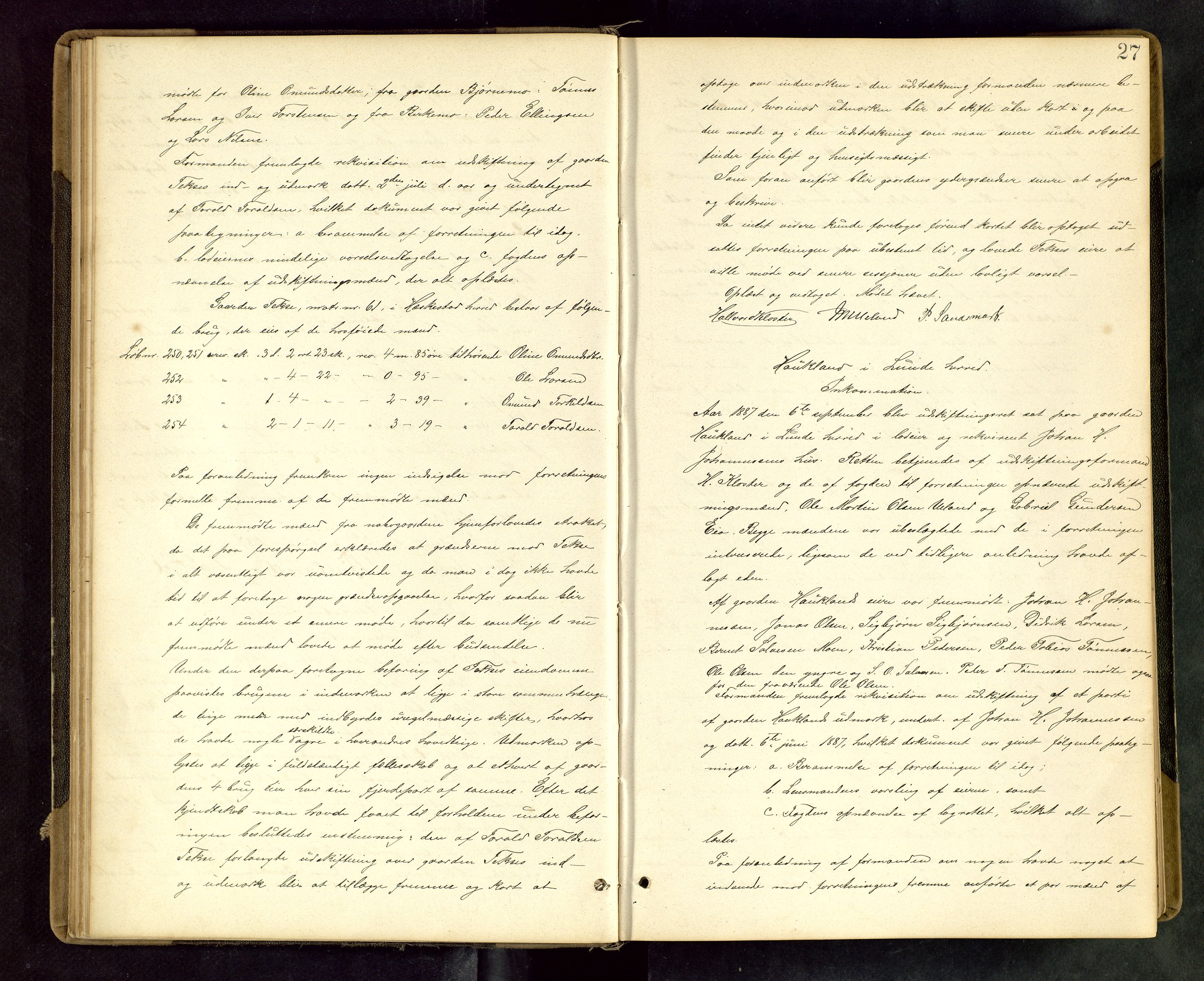 Rogaland jordskifterett, AV/SAST-A-102426/Oa/L0049: Forhandlingsprotokoll, 1887-1892, p. 27