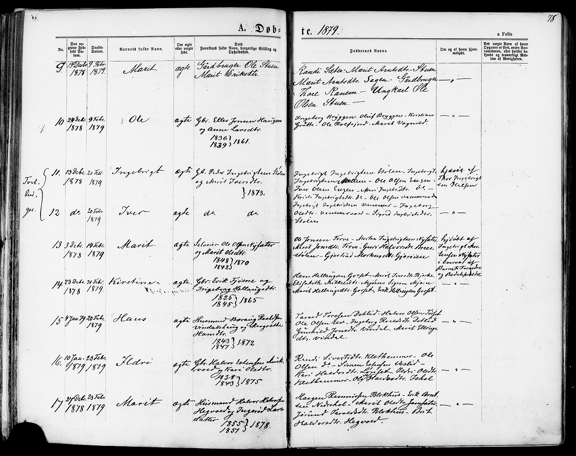 Ministerialprotokoller, klokkerbøker og fødselsregistre - Sør-Trøndelag, AV/SAT-A-1456/678/L0900: Parish register (official) no. 678A09, 1872-1881, p. 78