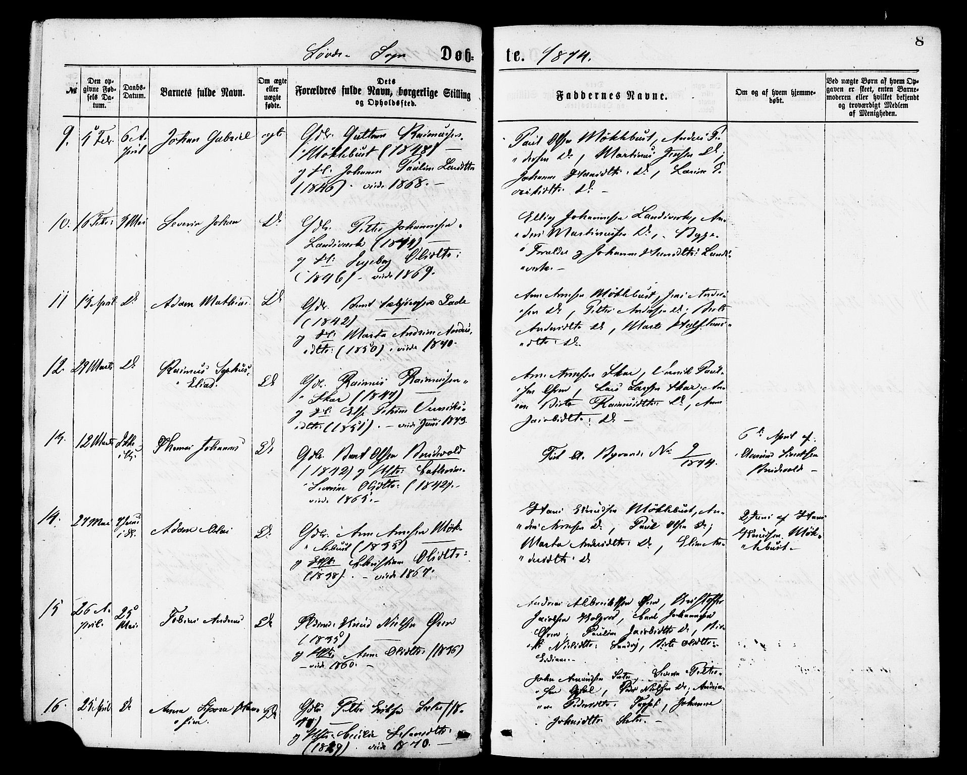 Ministerialprotokoller, klokkerbøker og fødselsregistre - Møre og Romsdal, SAT/A-1454/502/L0024: Parish register (official) no. 502A02, 1873-1884, p. 8