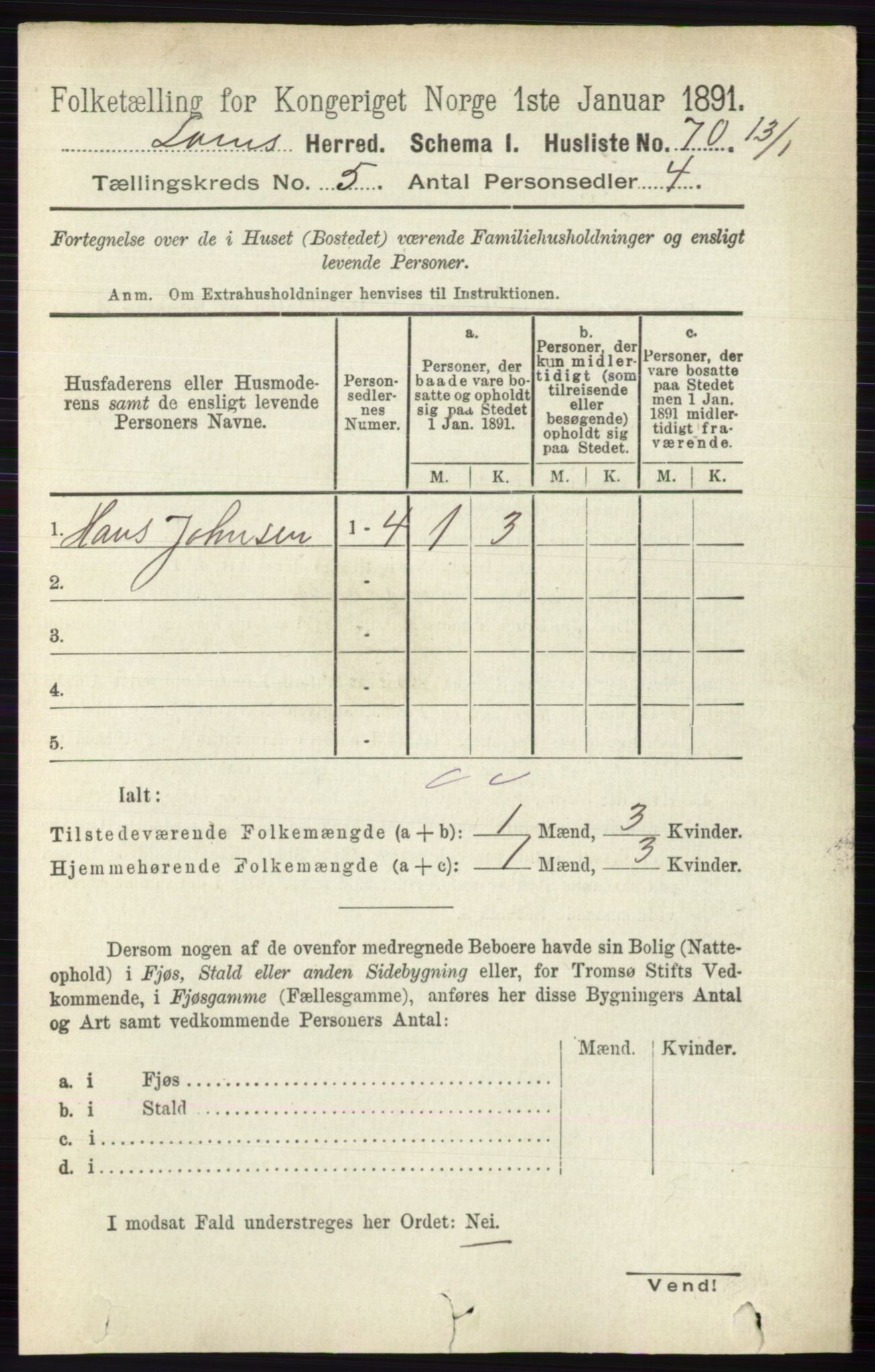 RA, 1891 census for 0514 Lom, 1891, p. 1847