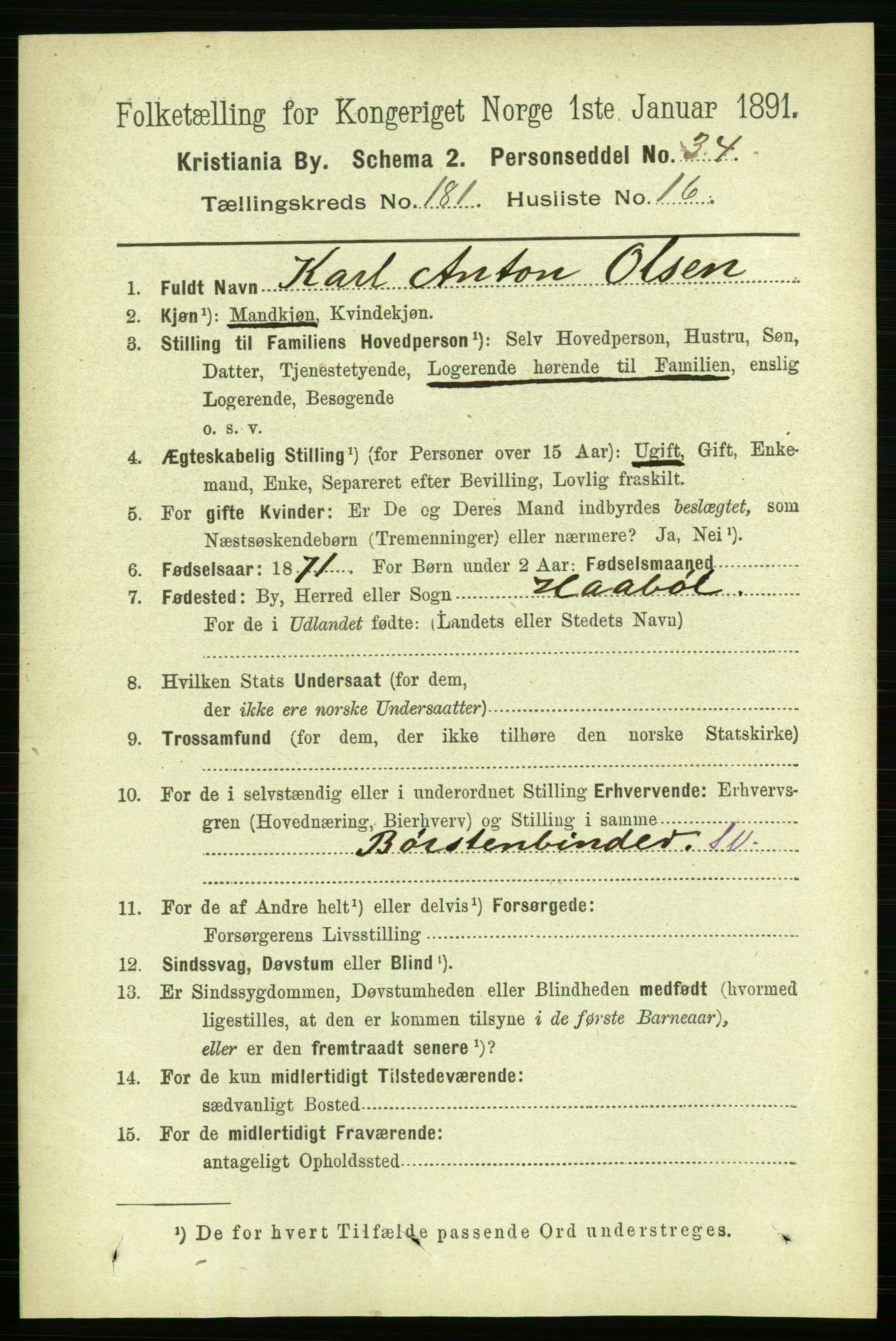 RA, 1891 census for 0301 Kristiania, 1891, p. 108741