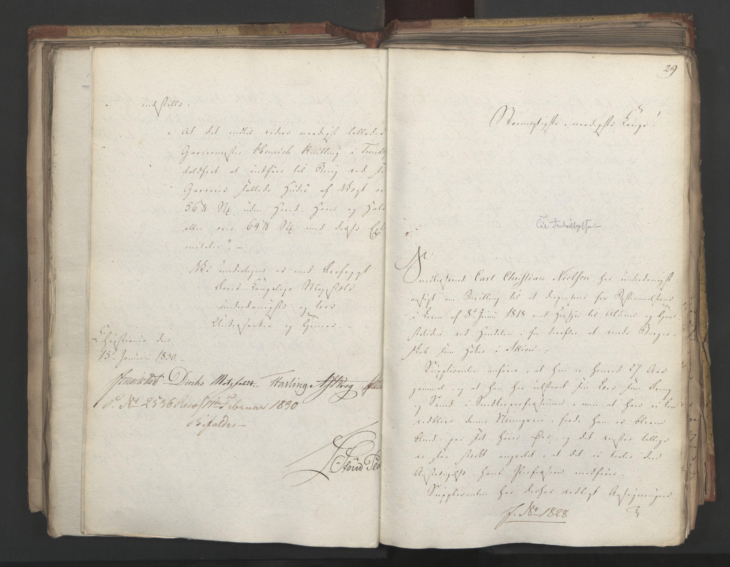 Statsrådsavdelingen i Stockholm, AV/RA-S-1003/D/Da/L0063: Regjeringsinnstillinger nr. 1788-1889, 1830, p. 301