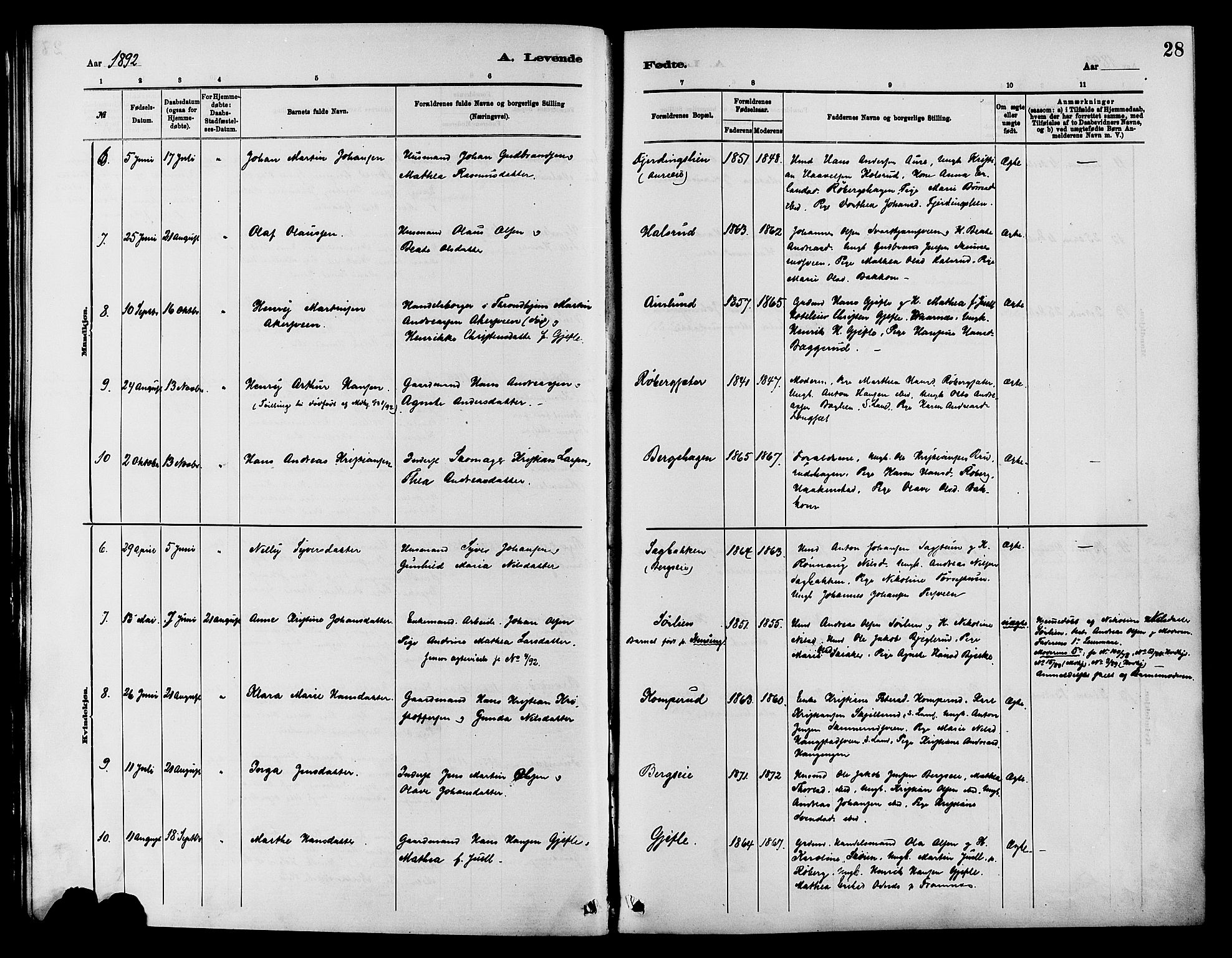 Nordre Land prestekontor, AV/SAH-PREST-124/H/Ha/Haa/L0003: Parish register (official) no. 3, 1882-1896, p. 28