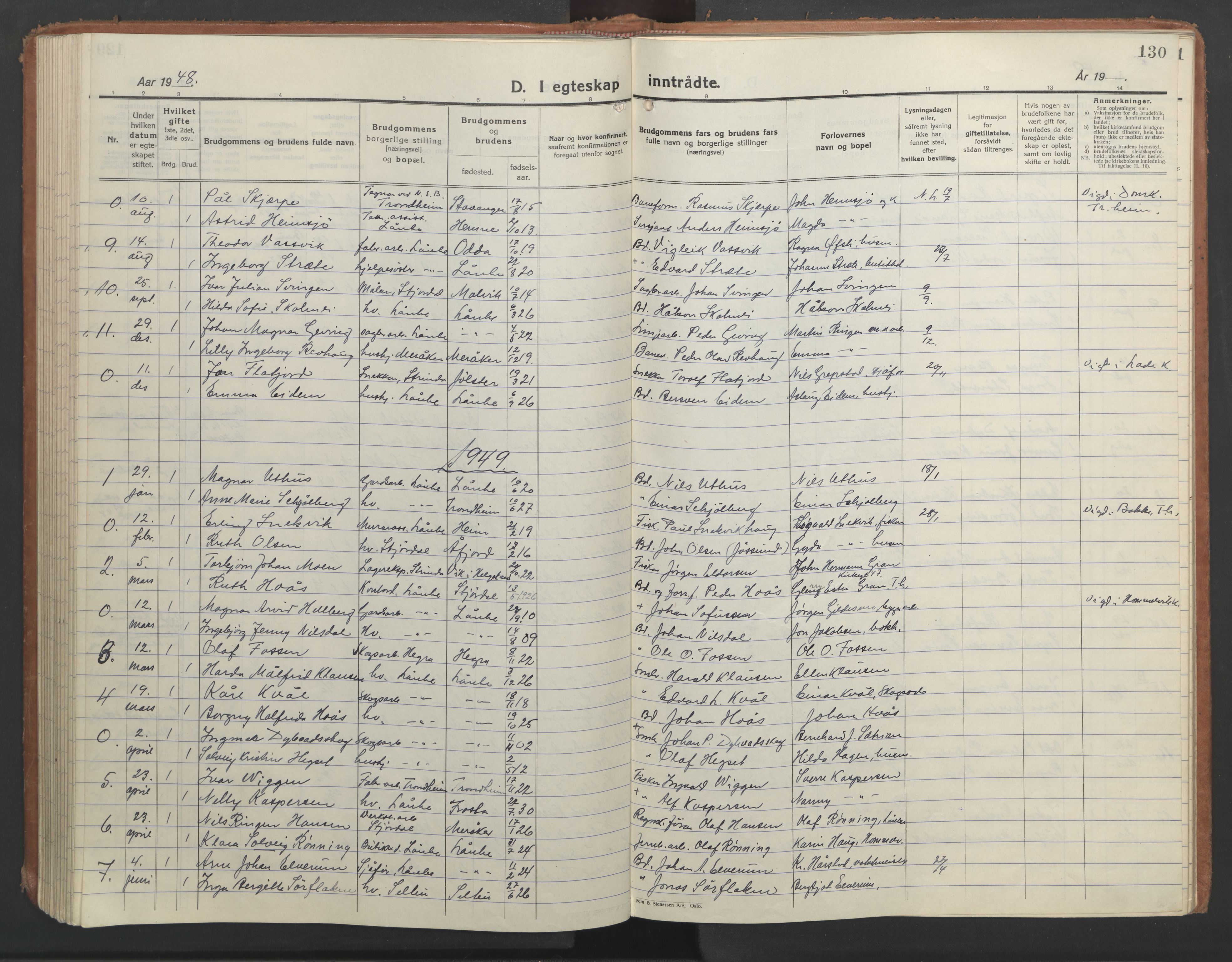 Ministerialprotokoller, klokkerbøker og fødselsregistre - Nord-Trøndelag, SAT/A-1458/710/L0097: Parish register (copy) no. 710C02, 1925-1955, p. 130