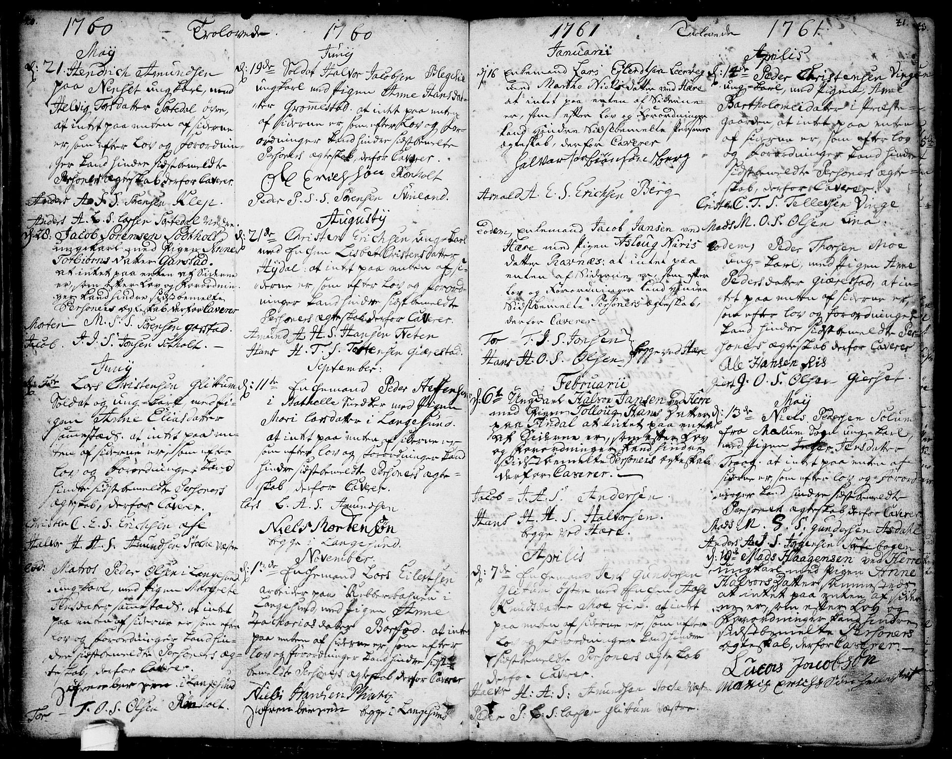 Bamble kirkebøker, SAKO/A-253/F/Fa/L0001: Parish register (official) no. I 1, 1702-1774, p. 40-41