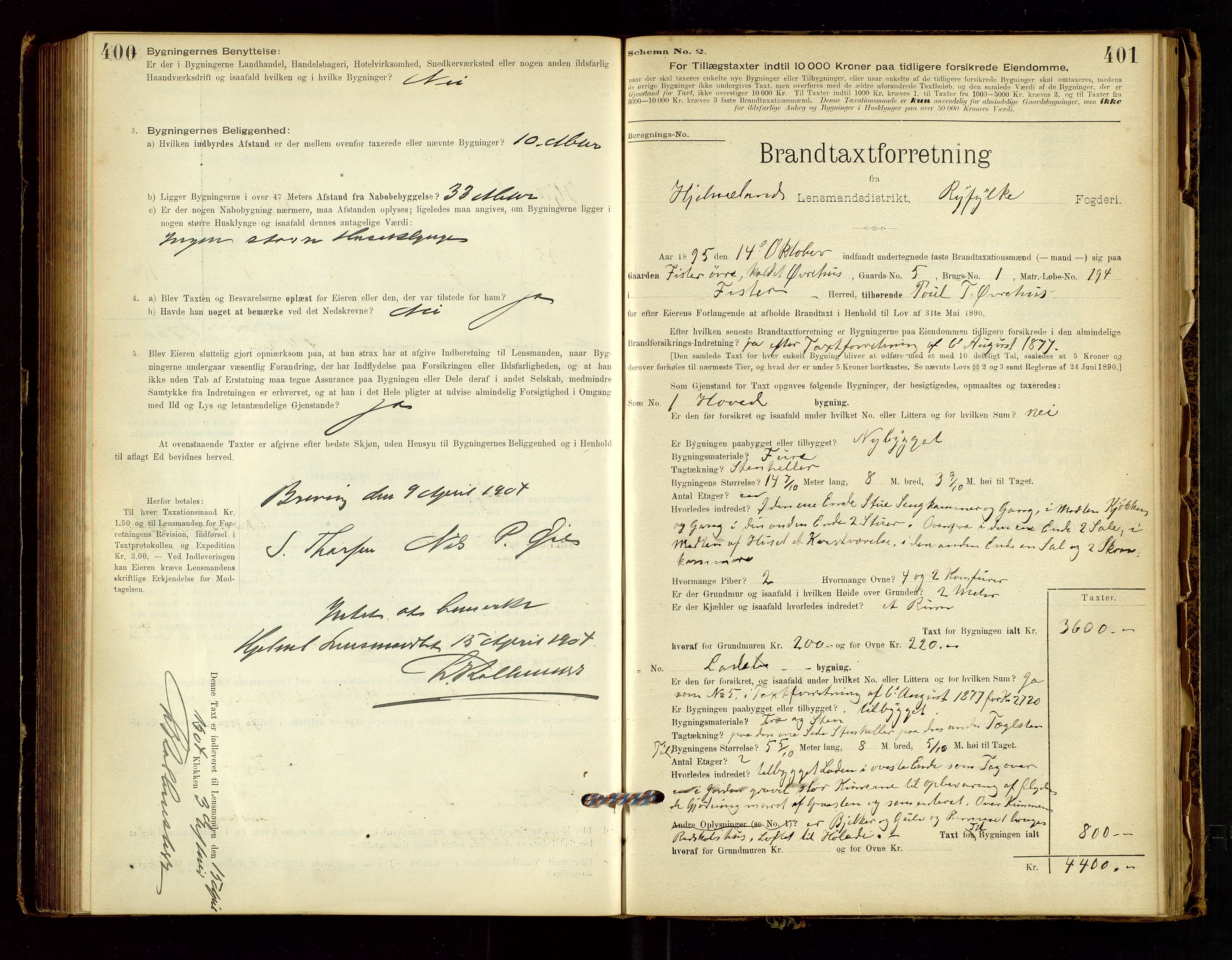 Hjelmeland lensmannskontor, AV/SAST-A-100439/Gob/L0001: "Brandtaxationsprotokol", 1895-1932, p. 400-401