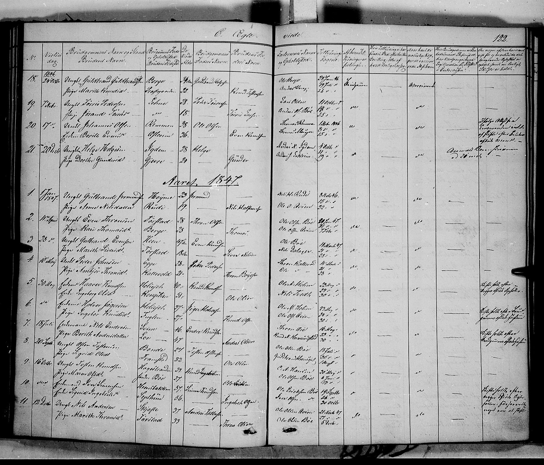 Vang prestekontor, Valdres, SAH/PREST-140/H/Ha/L0006: Parish register (official) no. 6, 1846-1864, p. 122