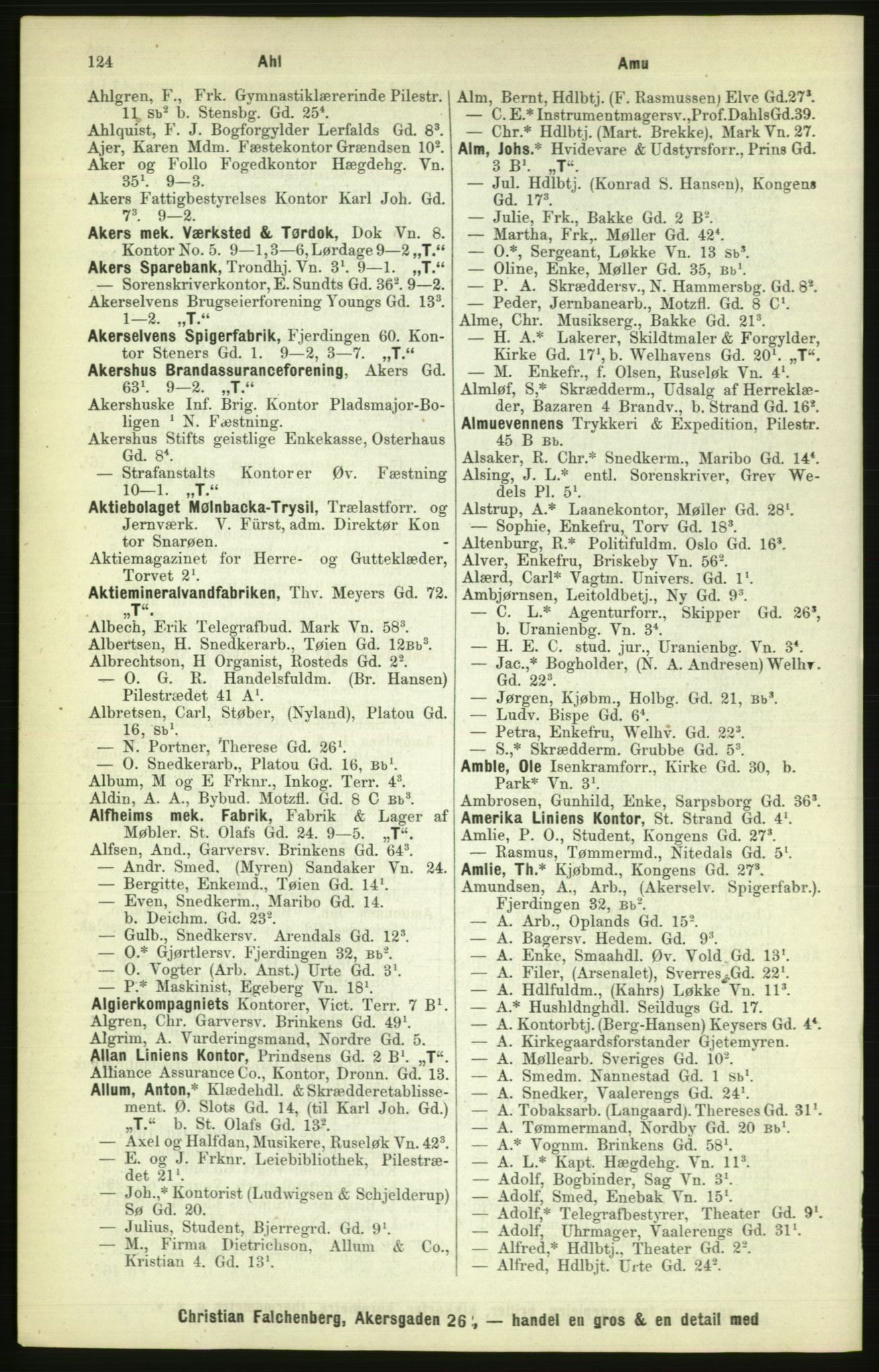 Kristiania/Oslo adressebok, PUBL/-, 1886, p. 124