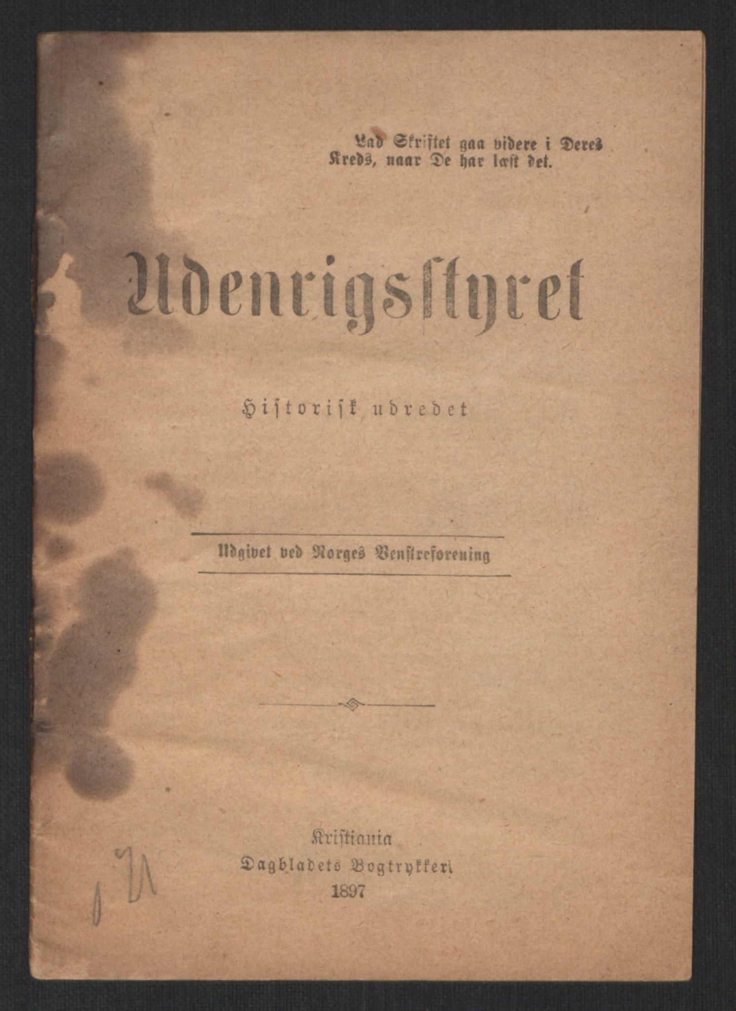 Venstres Hovedorganisasjon, RA/PA-0876/X/L0001: De eldste skrifter, 1860-1936, p. 714