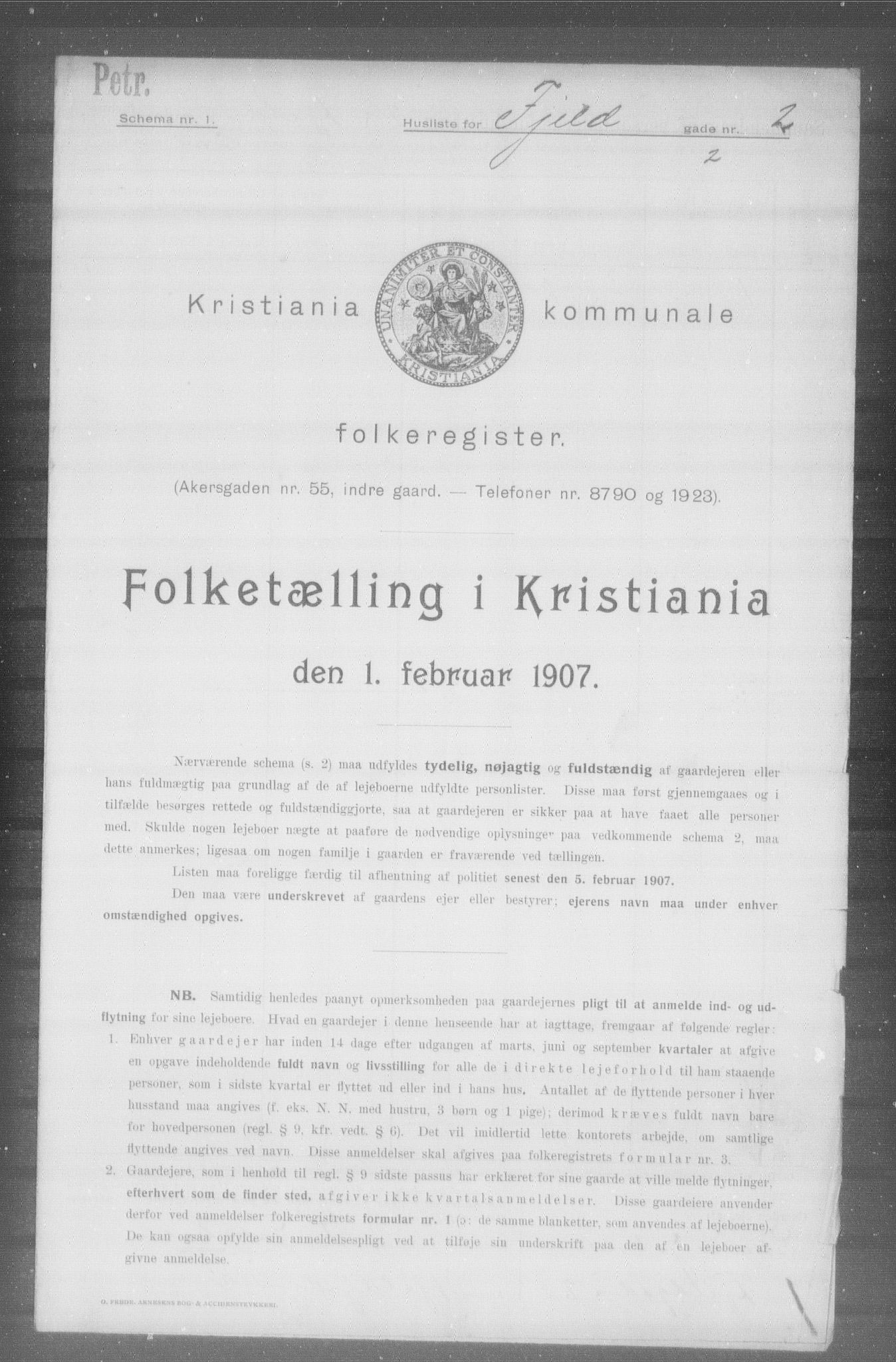 OBA, Municipal Census 1907 for Kristiania, 1907, p. 12330
